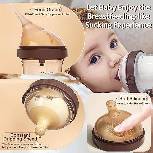 Miniatura 5 de Biberón PPSU, biberones para bebés amamantados, biberones anticólicos abatibles de 8 oz8.1 fl oz 0-3 meses