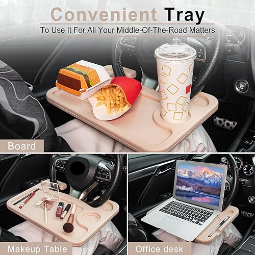 Miniatura 2 de JUSTTOP Escritorio para volante de automóvil, accesorios de viaje para automóvil, bandejas de soporte de automóvil para comer, mesa multiusos para