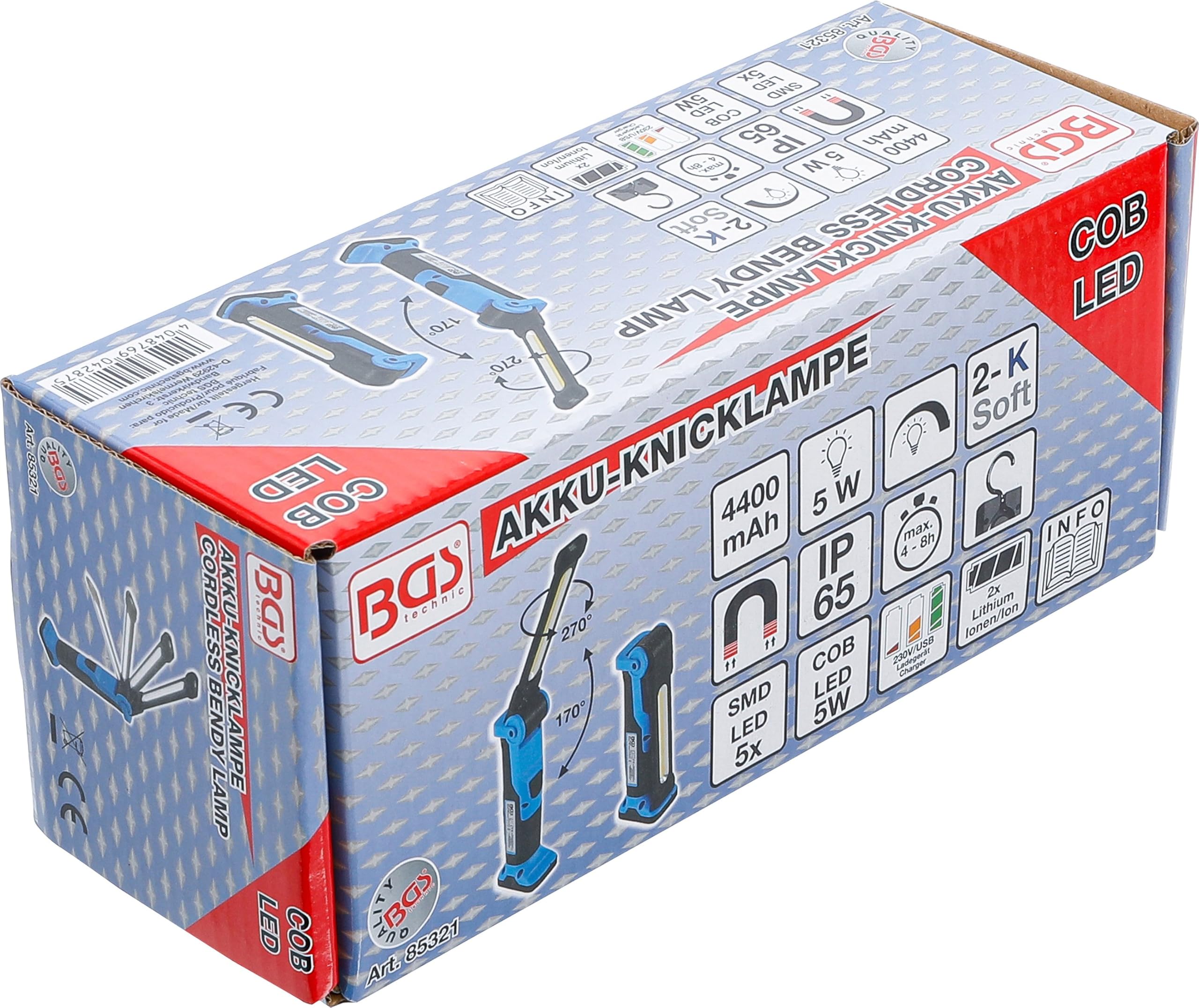 BGS 85321 | Baladeuse pliable à accu | COB-LED | 5 W