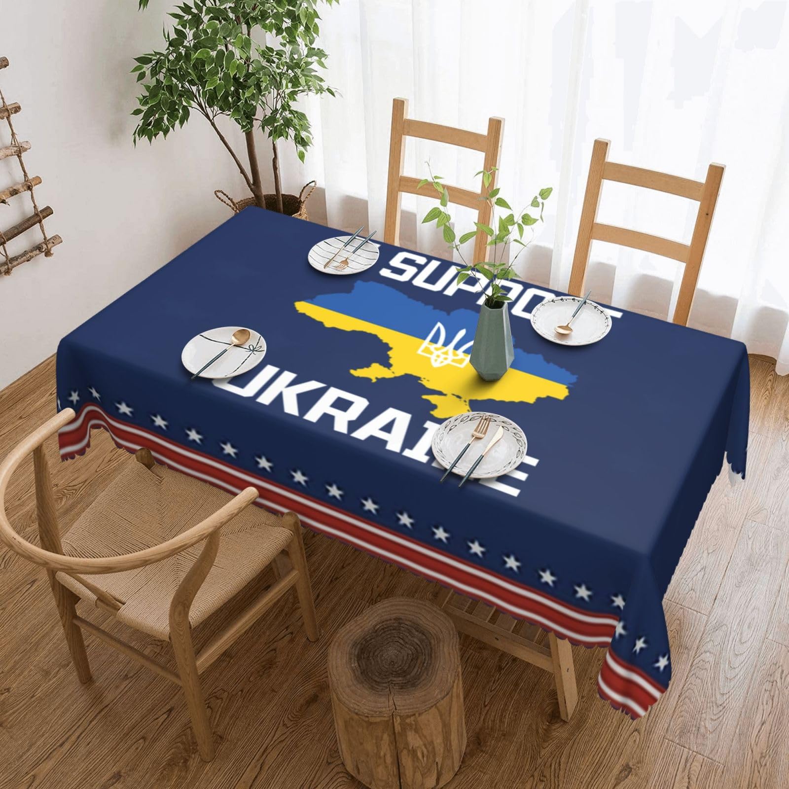 SMAZDFXX I Stand with Ukraine Ukrainian Flag 54 x 72in Table Cloth,Polyester Rectangle Tablecloth for Kitchen Dining Camping Decorative and Buffet Parties Table Cover