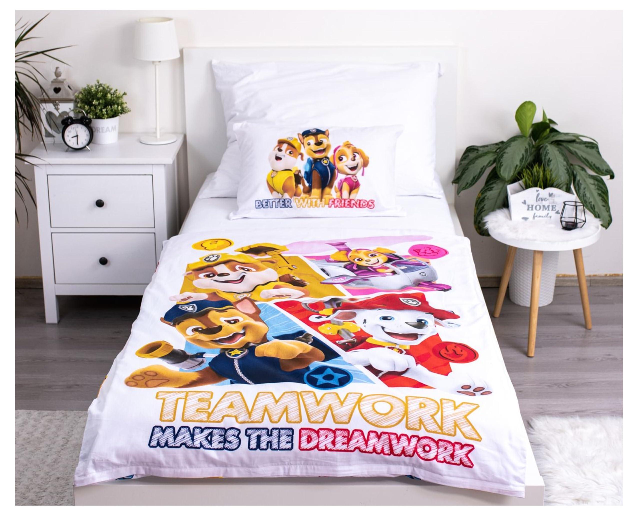 Parure De Lit Enfant Paw Patrol 2 Pièces - Housse Couette 100x135 Cm + Taie 40x60 Cm - 100% Coton Öko-Tex