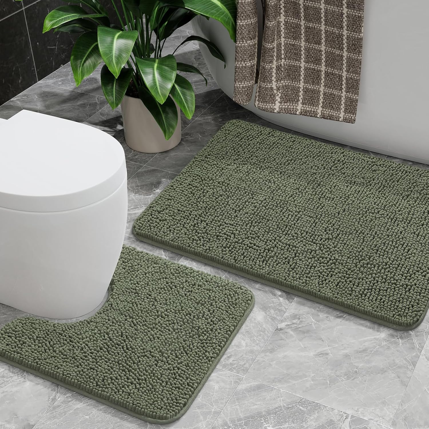 Amazon.com: AROGAN Bathroom Rug Sets 2 Piece, 20"x20" U-Shaped Toilet ...