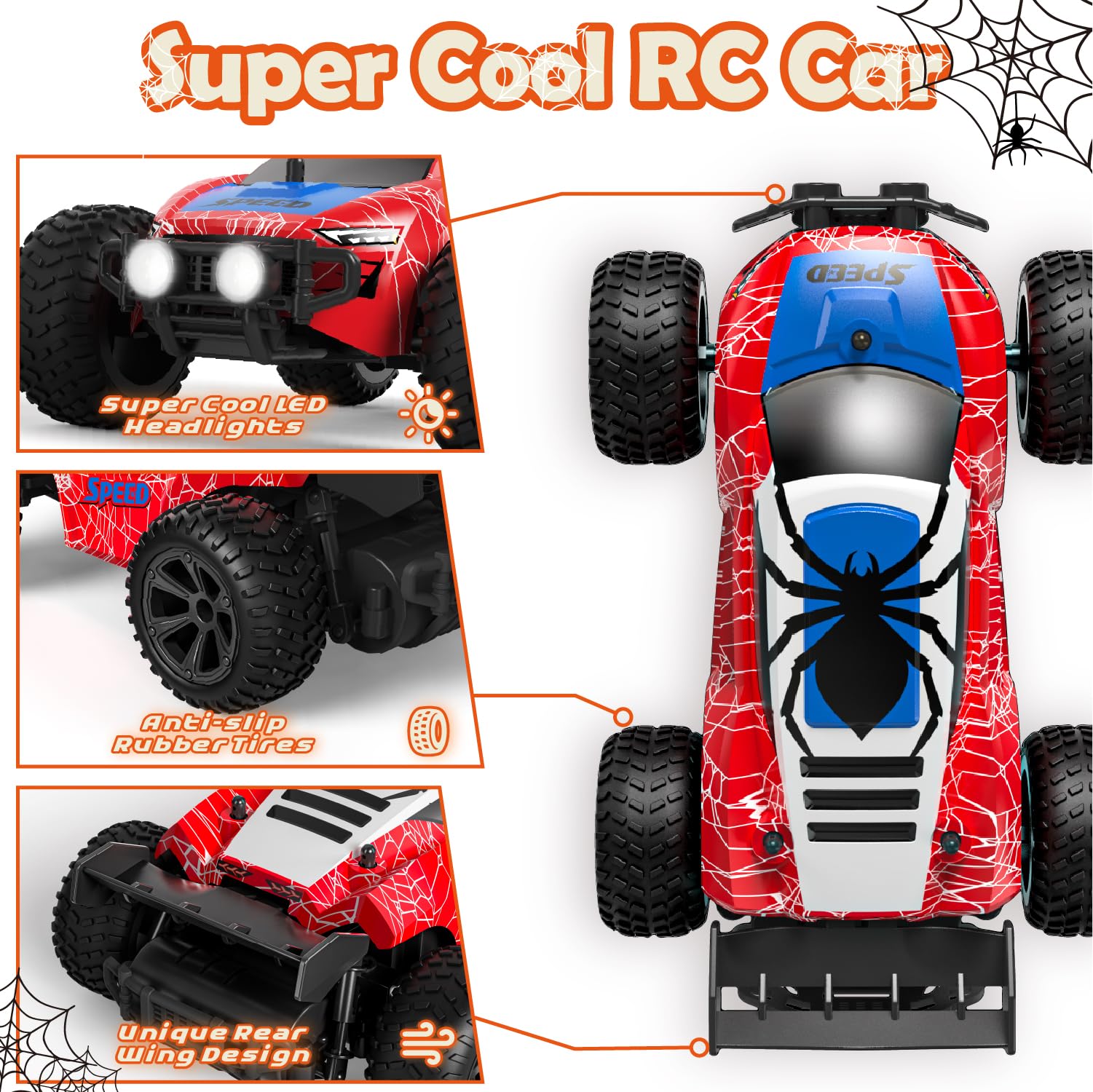 Kizeefun Auto telecomandata, auto RC per 3 4 5 6 7 8 9 anni giochi bambini toy, 2,4 GHz off-road RC crawler 70 minuti di tempo di gioco (2 batterie gratis), regalo di compleanno per ragazzi e ragazze