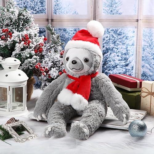 Miniatura 4 de Threan Muñeco de peluche de Navidad de 8 pulgadas con sombrero de Papá Noel para decoración navideña, regalos de invierno de Navidad (estilo