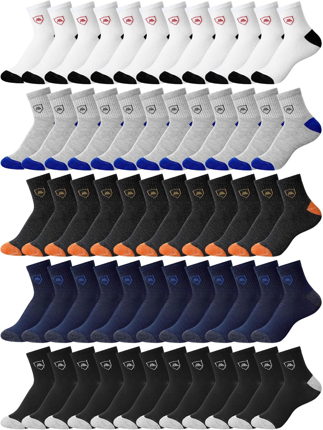 60 Pairs Mens Socks Bulk Homeless Thermal Moisture Wicking Sports Crew Ankle Sock for Men Unisex