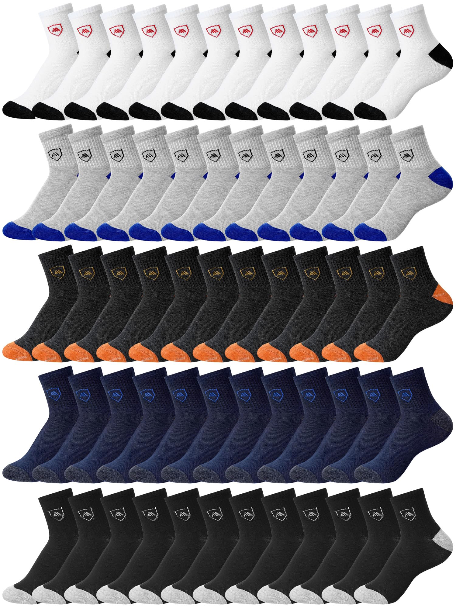 60 Pairs Mens Socks Bulk Homeless Thermal Moisture Wicking Sports Crew Ankle Sock for Men Unisex-image-27