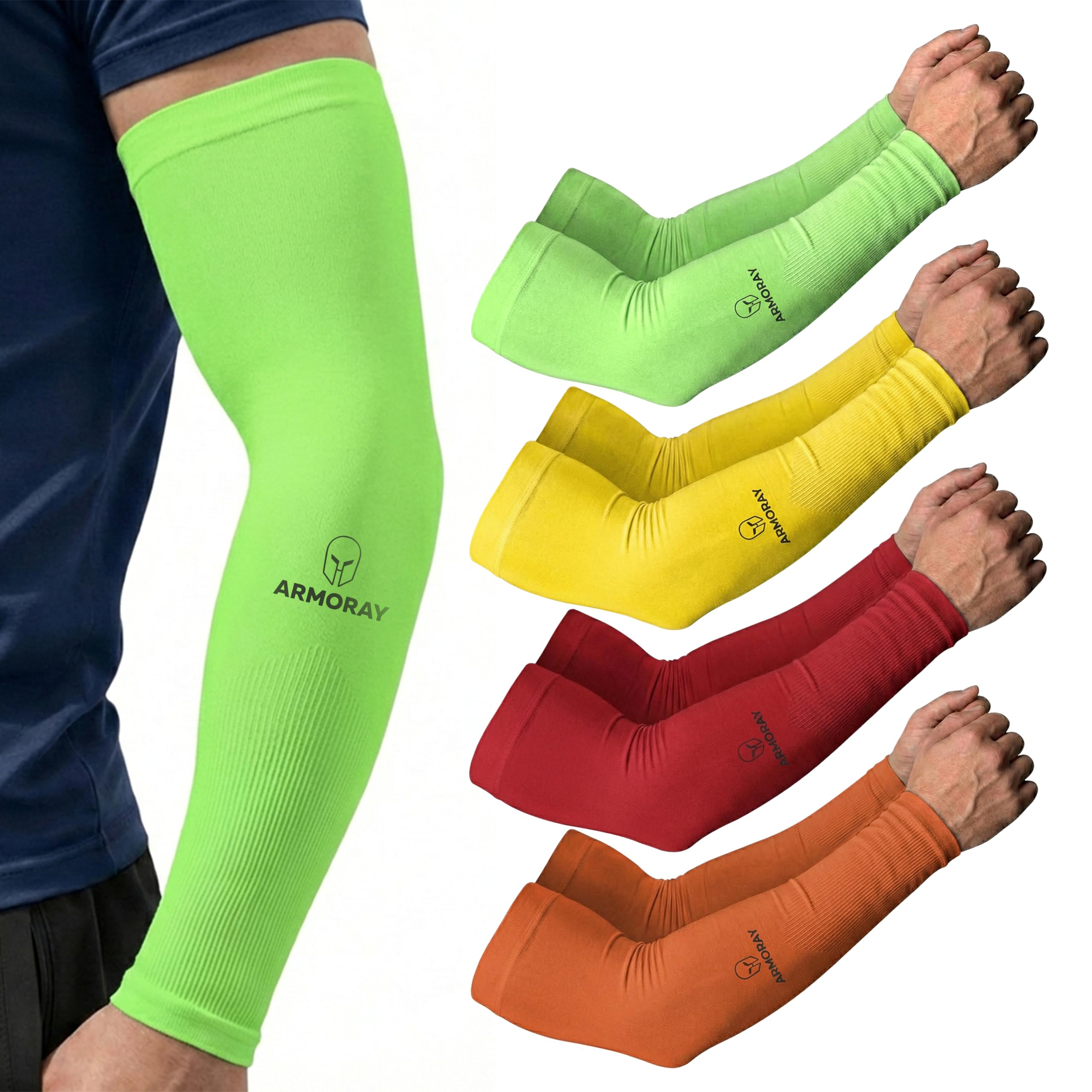 ARMORAY Arm Sleeves for Men and Women - UV Sun Protection Cooling Compression - Tattoo Cover Up Sleeve for Daily Wear &amp; Work