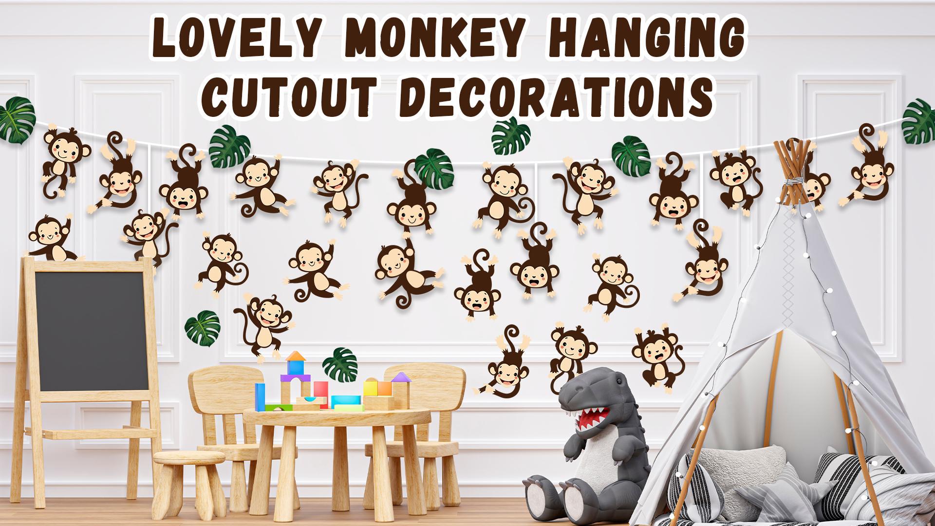 36 PCS Monkey Cutouts For Jungle Party Decor - Safari Animal Hanging Decorations For Birthday & Classroom - View #4