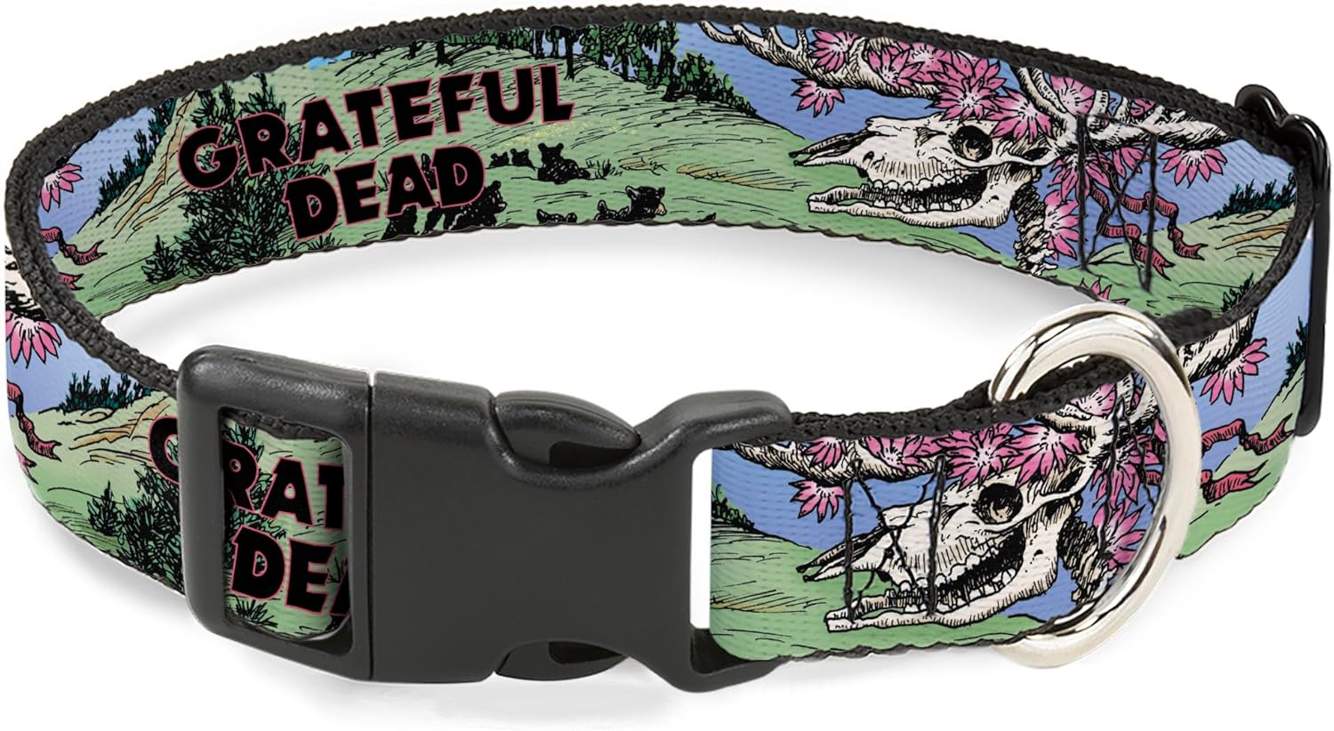 Grateful Dead Pet Collar, Dog Collar Plastic Buckle, Grateful Dead Dave's Picks Volume Nine Montana Cover Art, 16 to 23 Inches 1.5 Inch Wide