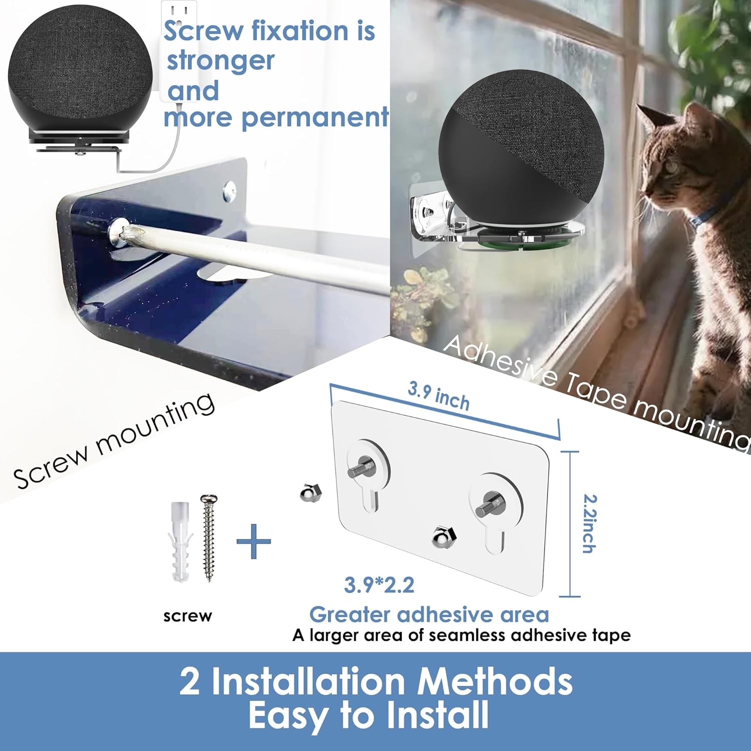 Compatible for 2025 New Echo Studio,Echo 4th Gen Shelf Wall Moun Stand,Built-in Cable Management, Compatible for sonos era100 - Image 6