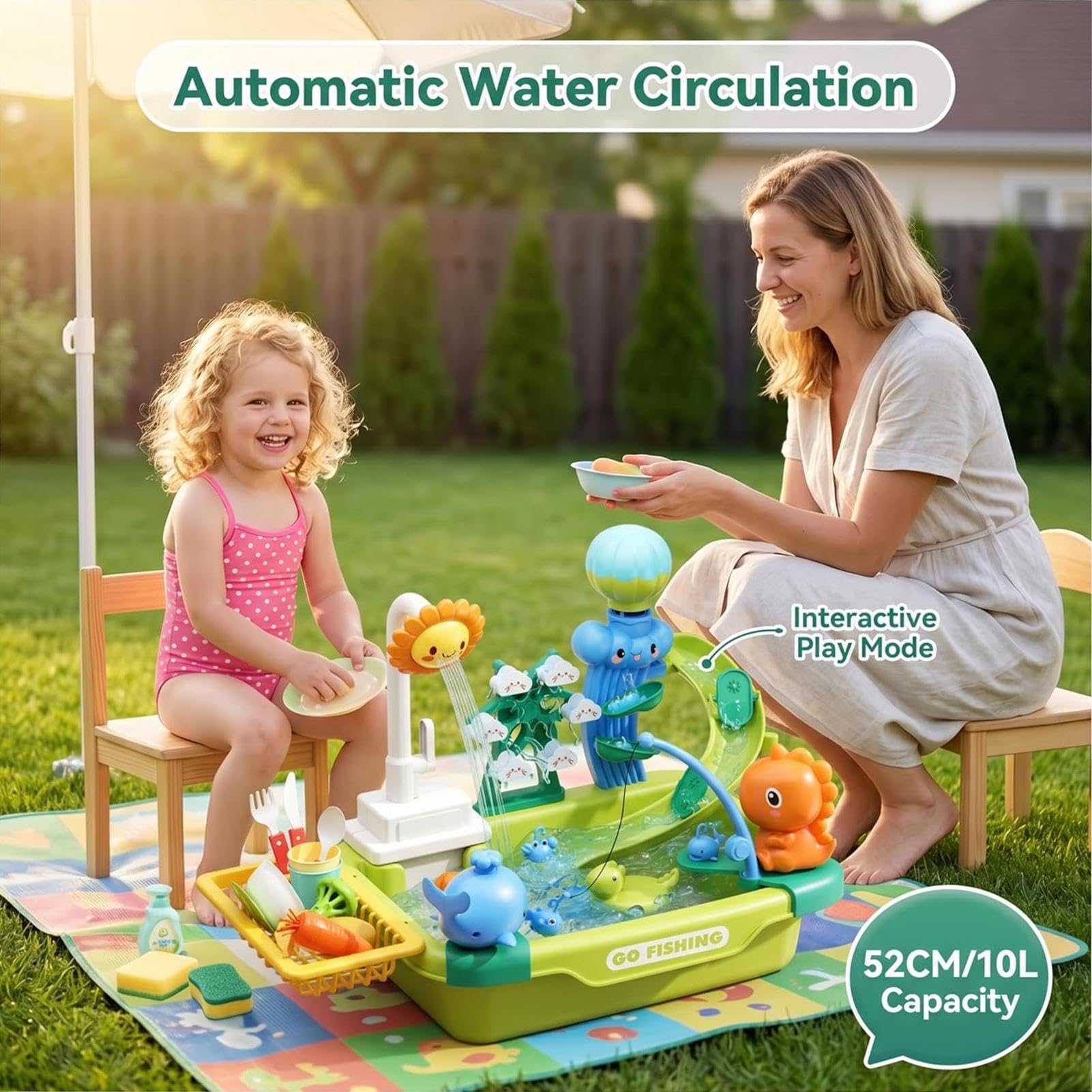 Spielsink mit Wasserzulauf Elektrisches Rollenspielzeug | Spielzeug Spüle zum Nachspielen für Kinder Für Kinder, Vorschüler, Camping, Im Freien, Kita, Zuhause, Bad, Spielraum,