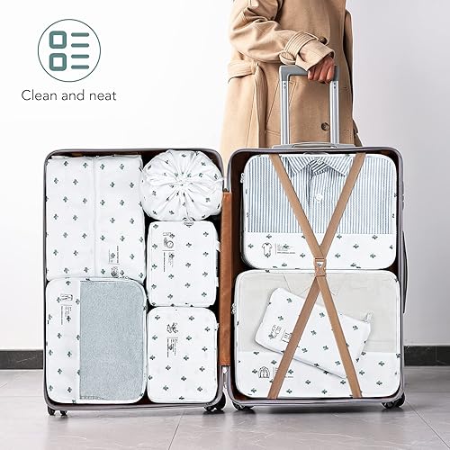 Miniatura 7 de DIMJ Juego de 8 cubos de embalaje, organizador de viaje, bolsas organizadoras de equipaje, bolsas organizadoras de maleta, juego con bolsa para