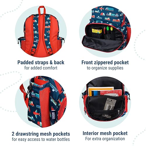 Miniatura 4 de Wildkin Mochila infantil de 17 pulgadas, duradera y ligera para niños y niñas, Transporte, 17 pulg., Transporte