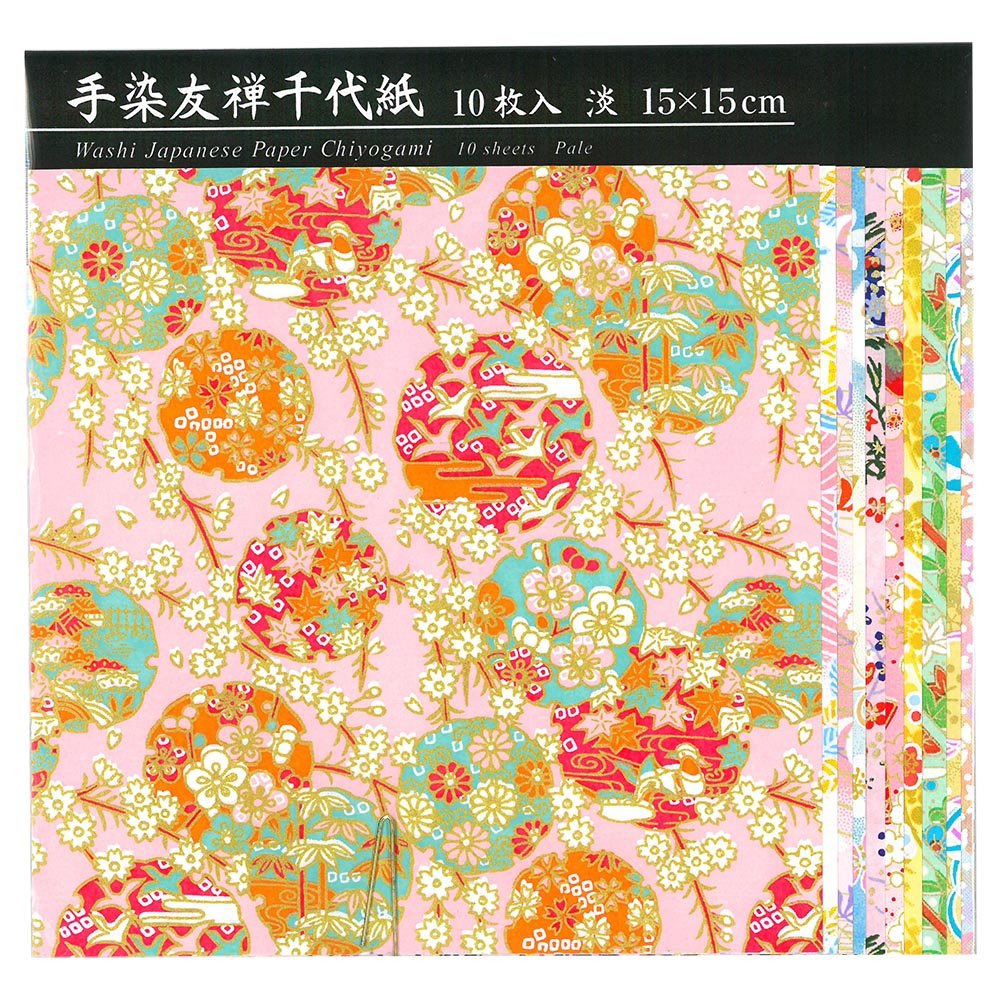 Ehime Paperwork Washi Hand Dyed Yuzen Chiyo Paper, 5.9 inches (15 cm) Square, 10 Sheets TZM-5015T : Hobbies