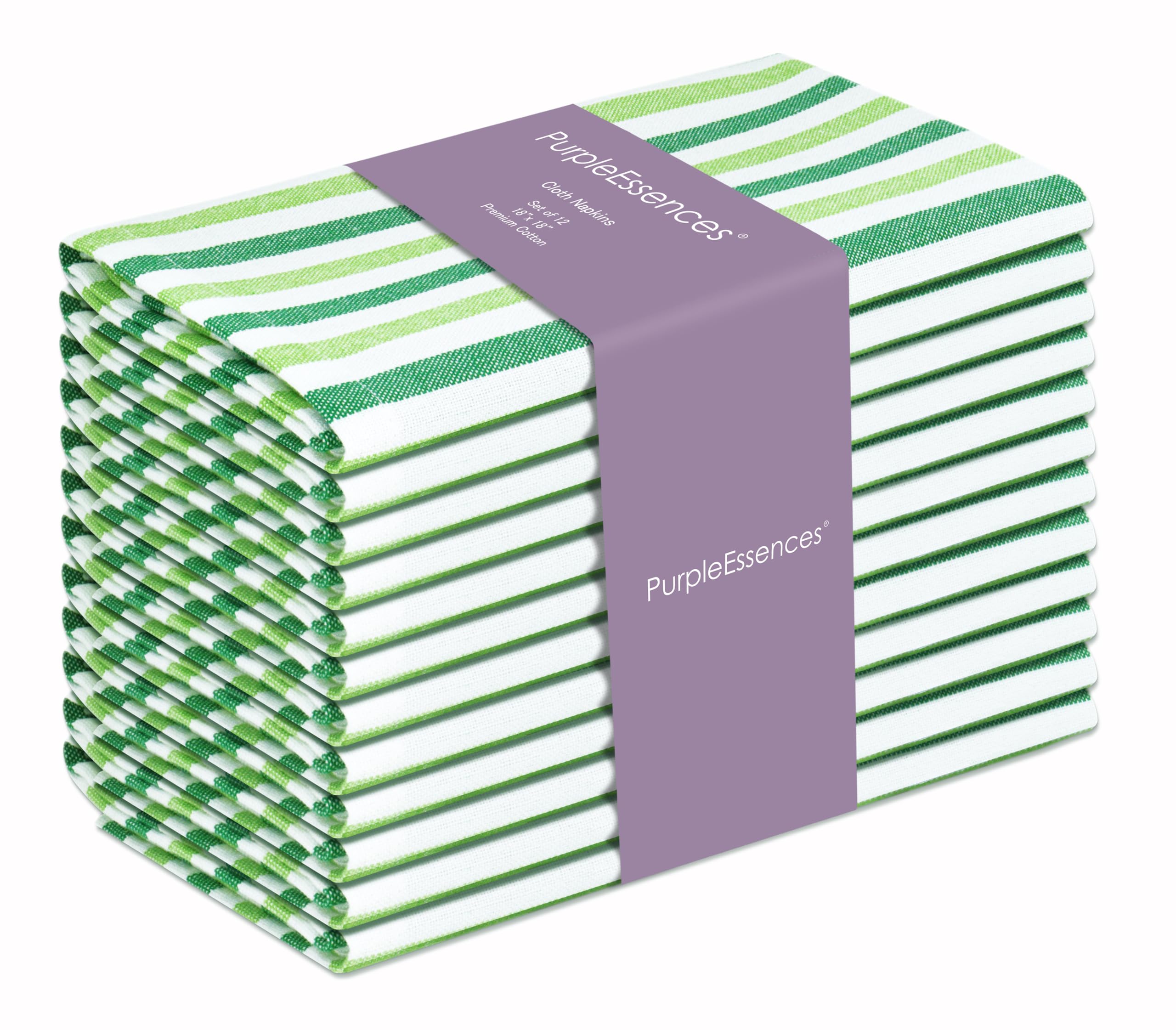 PurpleEssences Stripe Cloth Napkins 18x18 Inch