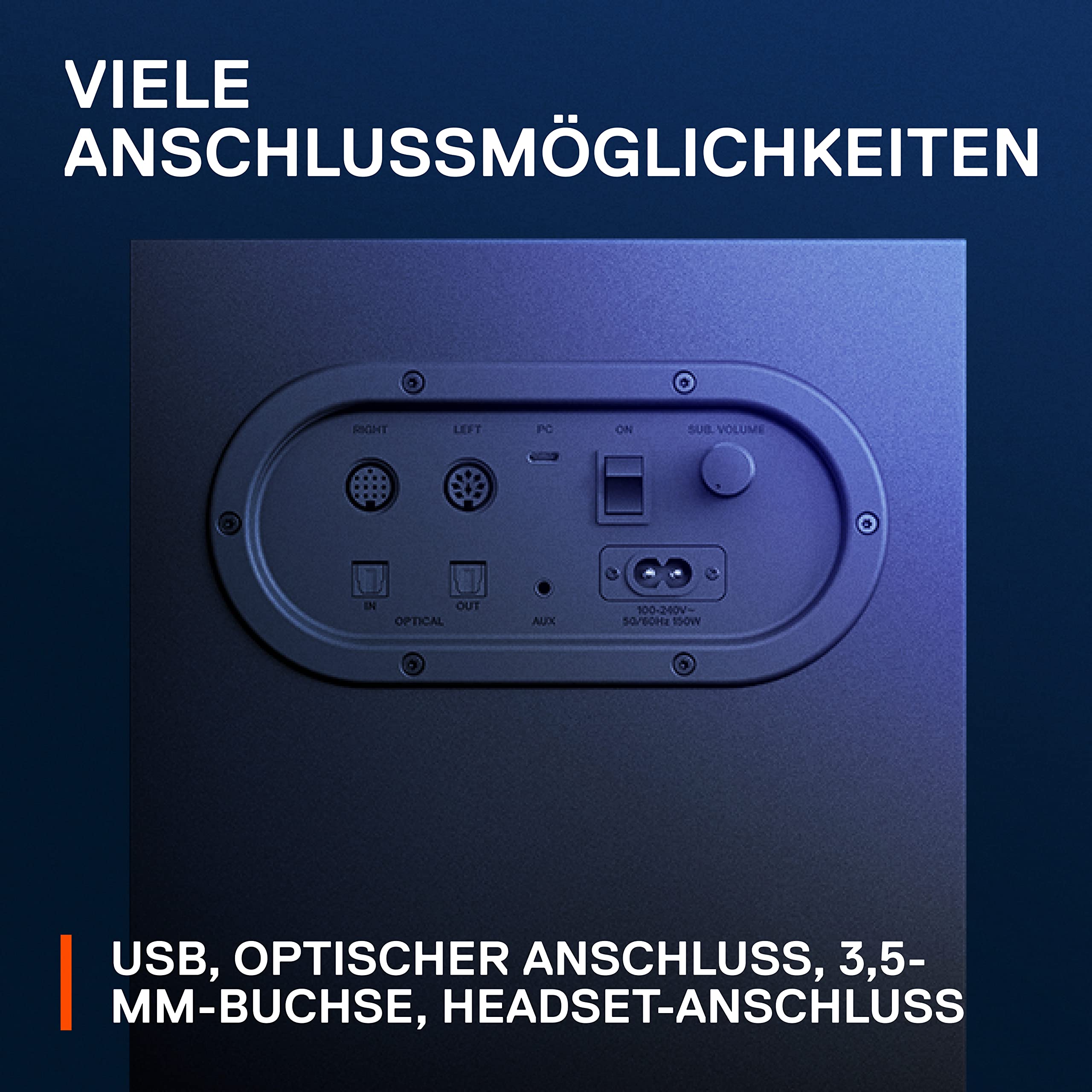 SteelSeries Arena 7 2.1 Gaming Lautsprecher 2-Wege Subwoofer RGB USB Aux optisch Bluetooth PC PlayStation Mac Black