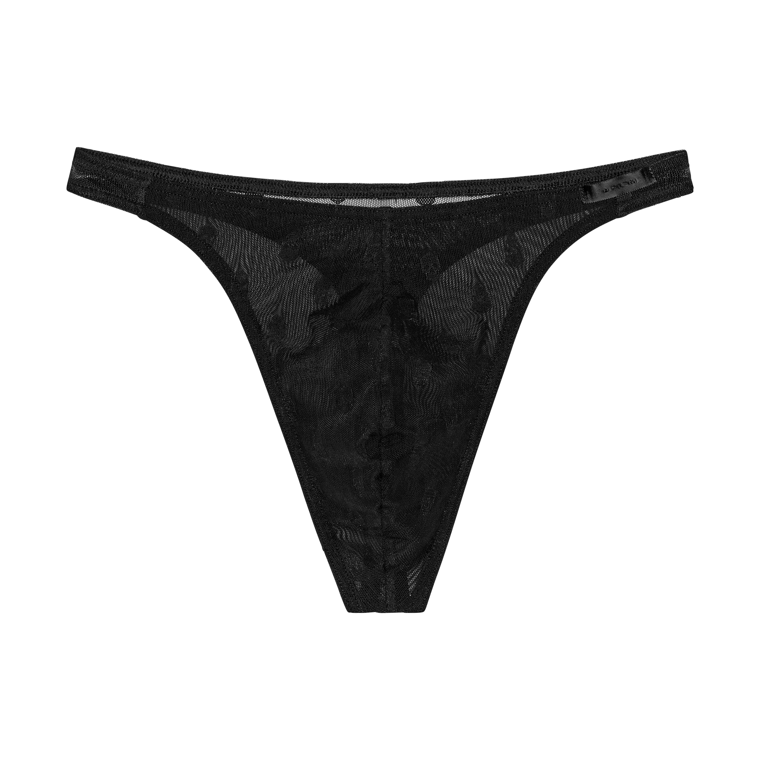 Hom Men's String Dark Thong Panties, Black, L