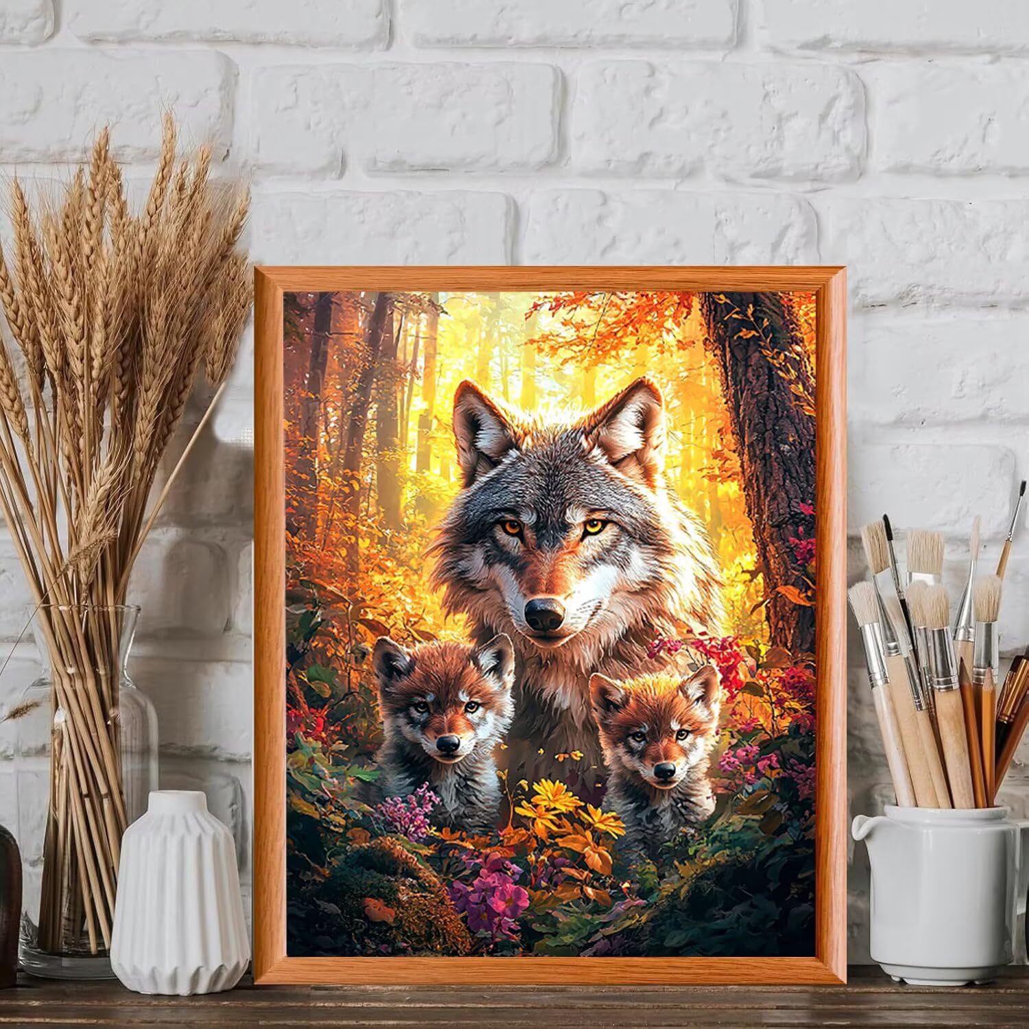 WEISHIWE Lupo animale Dipingere con i Numeri per Adulti, 70x90cm a-190 | Paint by Numbers Kit con Pennelli e Acrilico Pigmento, Fai da te Olio La Pittura di Numeri Kit, Decora la Casa, senza Cornice