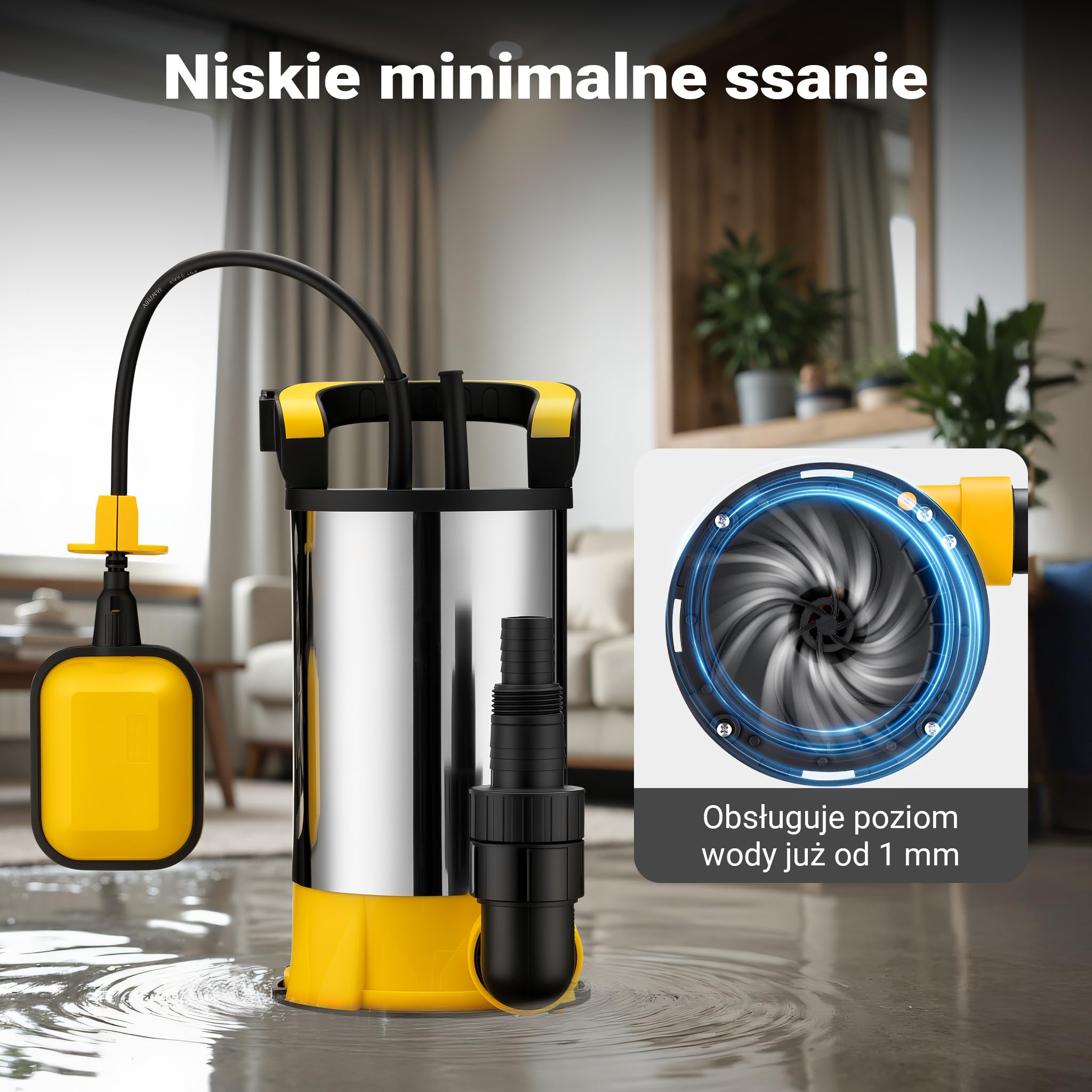 Wiltec Pompa zanurzeniowa do wody czystej 550 W 12500 l/h 7 m stal nierdzewna PPO