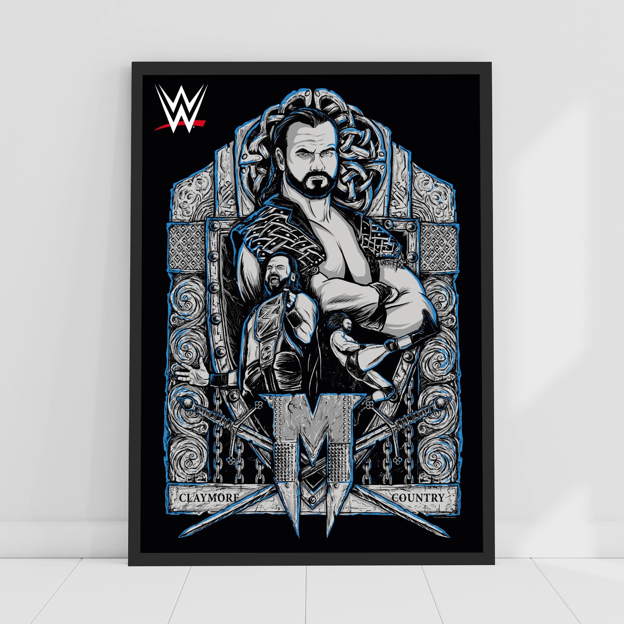 Themed Black Wwe Print - Drew Mcintyre Graphic Poster Wrestling Wall Art (A2-42Cm X 59.4Cm)