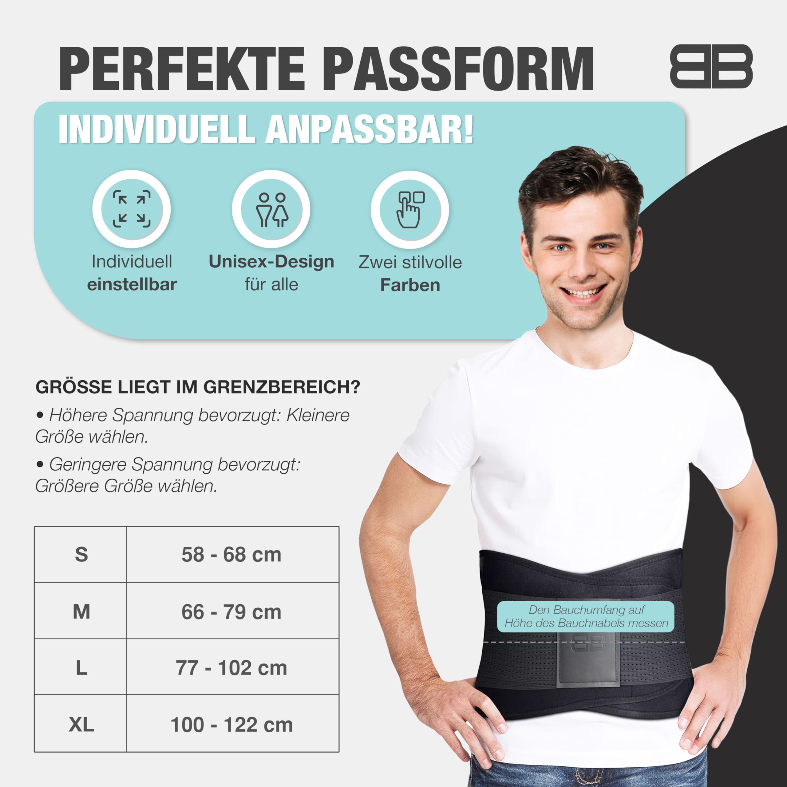 BACK BODYGUARD Rückenstützgürtel - Nierengurt - Orthogürtel - Nierenwärmer Herren und Frauen - Rückengurt - Rückenbandage - Ortho Gürtel Isg - Rückenstütze - Ischias Gürtel (Schwarz, XL)
