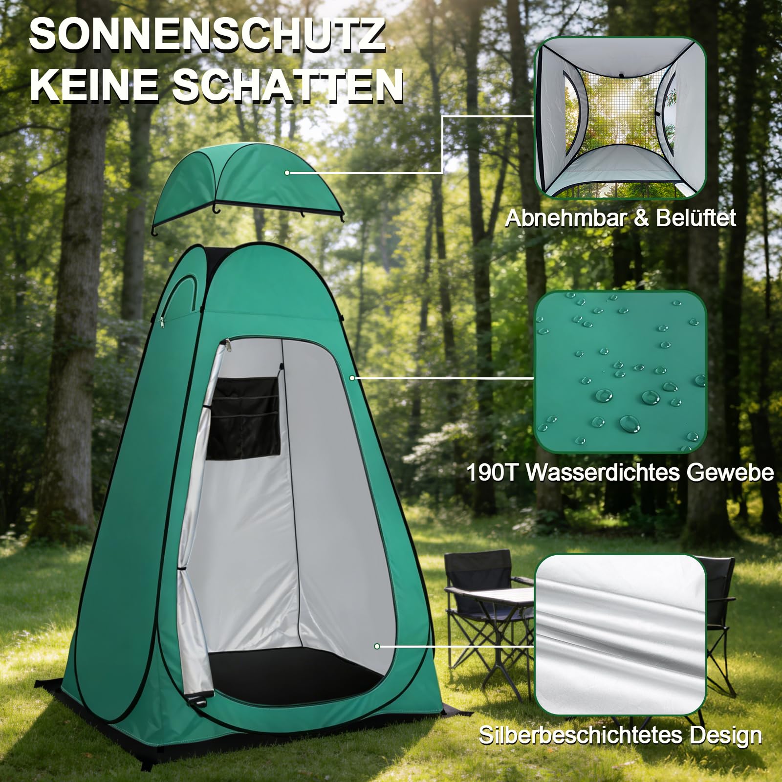anngrowy Tente de douche pop-up portable pour camping, salle de bain, vestiaire, abris d'intimité instantanés pour randonnée, plage, pique-nique, pêche, pot, extra haute, UPF 50+