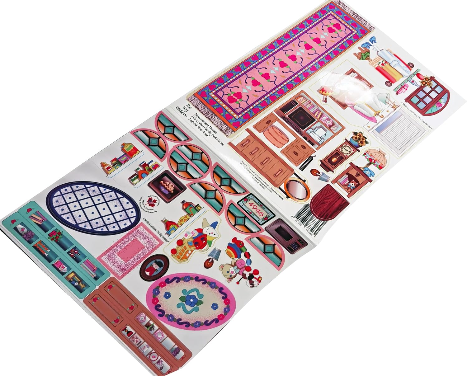 Toy Restore Replacement Stickers Fits Loving Family Doll House 74649 Pink Roof