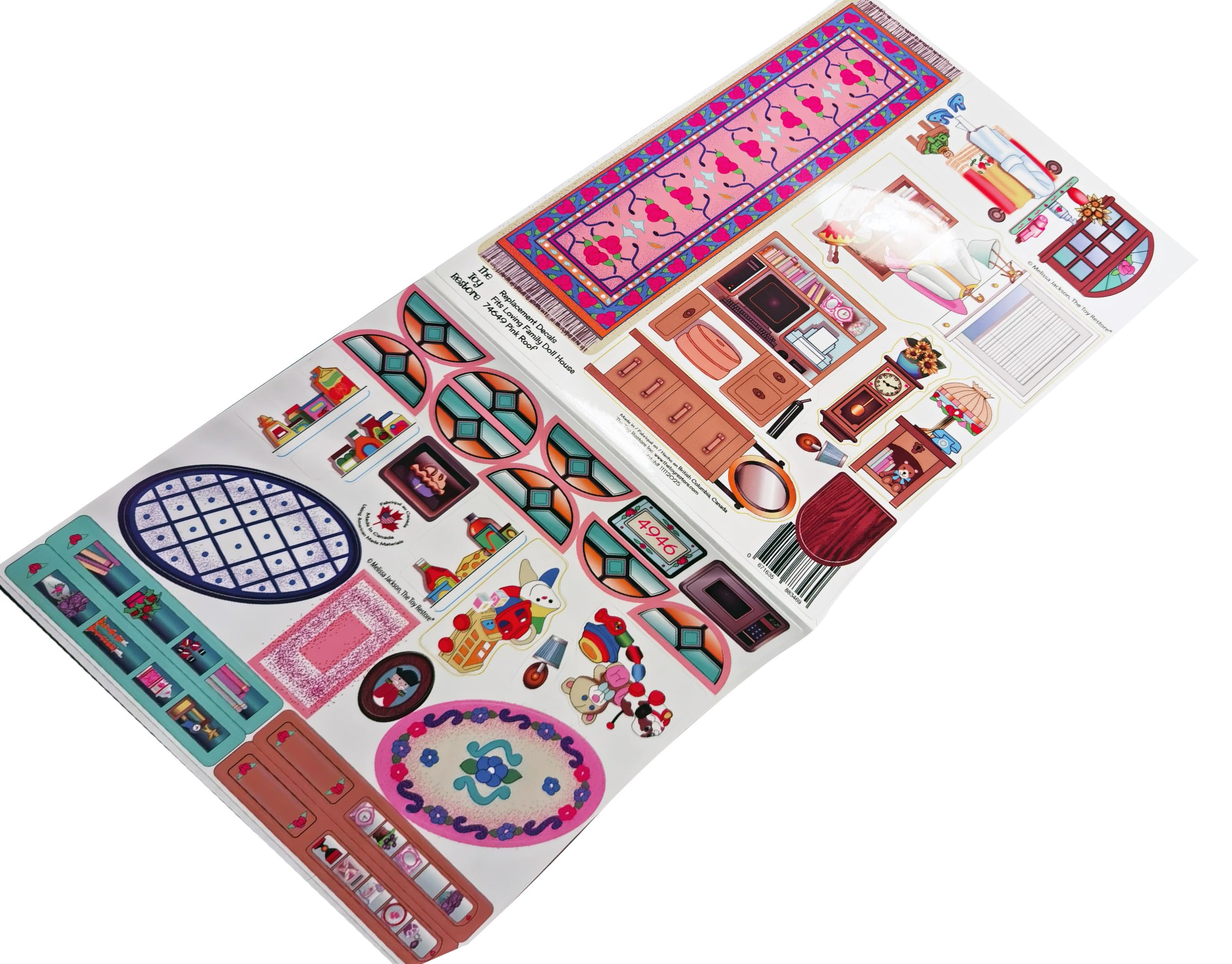 Autocollants de rechange Toy Restore 74649 stickers maison poupée Loving Family toit rose