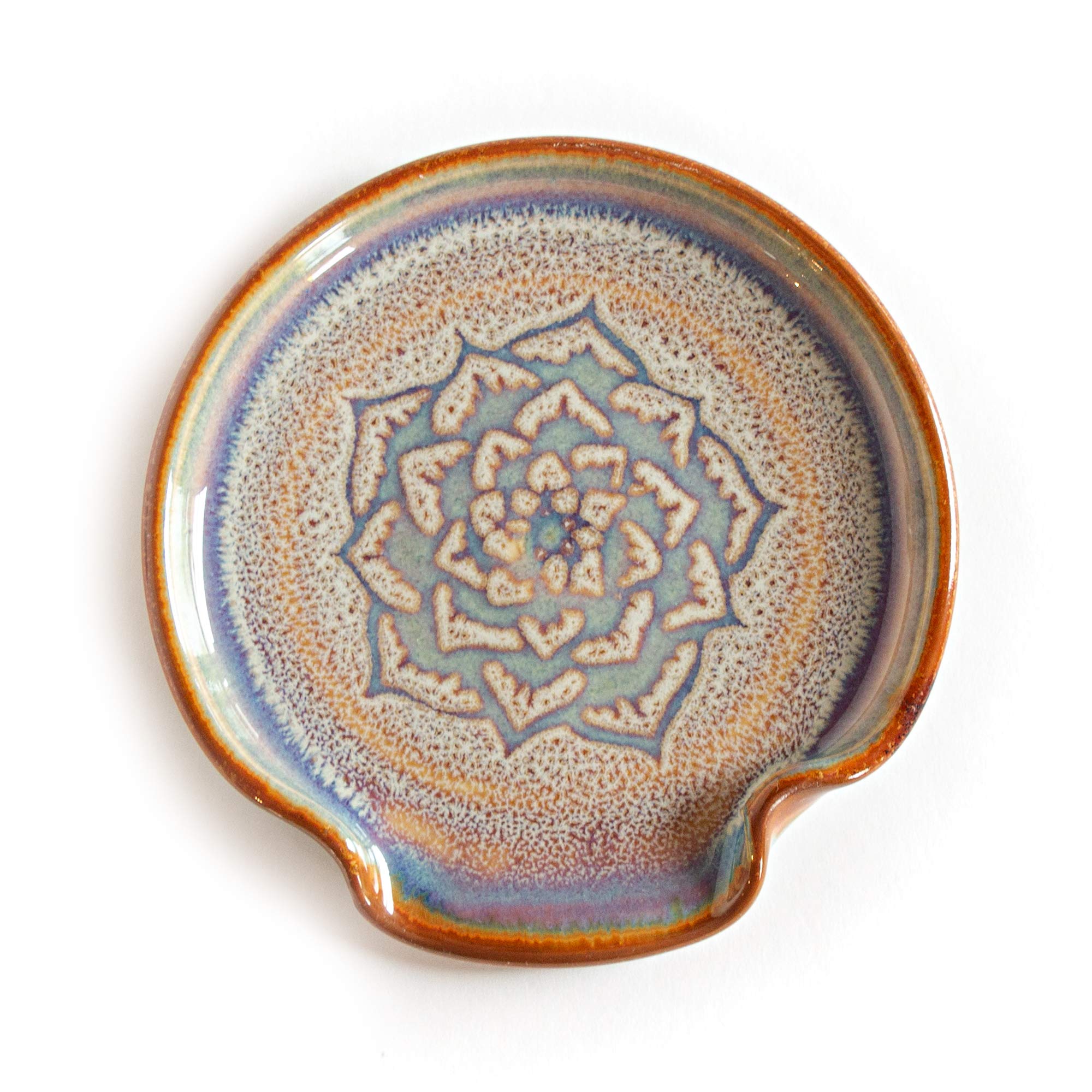 Spoon Rest Purple Celtic Flower, Handmade, Made in USA, Ceramic