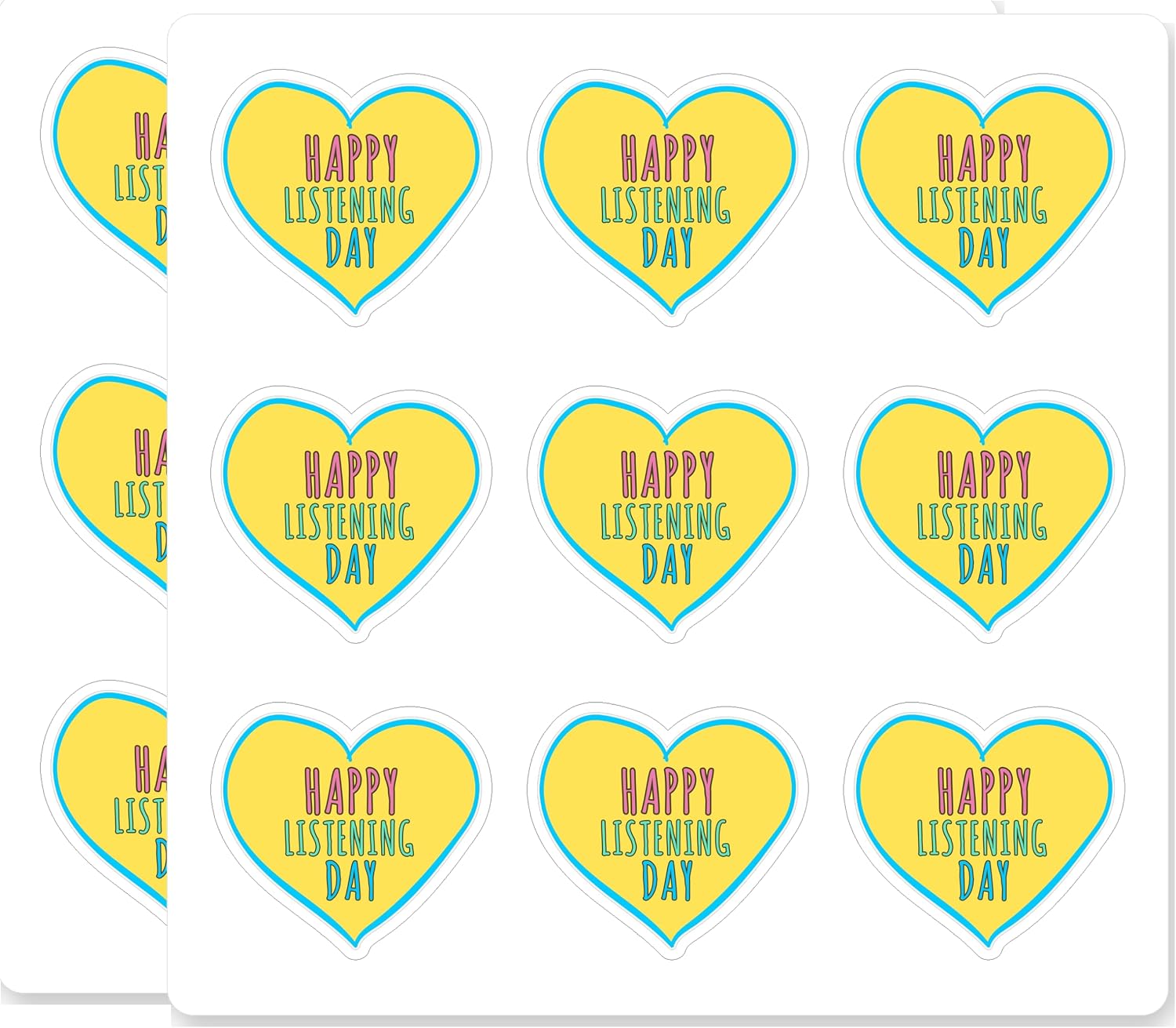 Day of Listening Scrapbook Stickers 18 Pack 2 Inch Waterproof Vinyl