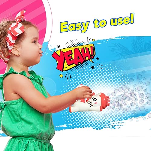 Miniatura 10 de JA-RU Blitz - Soplador de burbujas de dinosaurio (1 juguete) con solución de jabón de burbujas. Pistola automática de burbujas. Divertido juego al