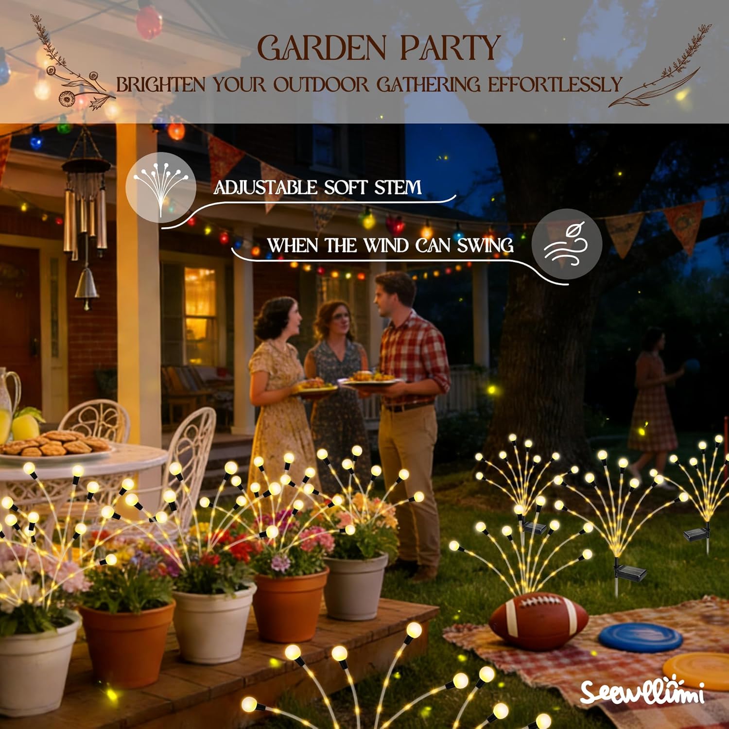 Solar Garden Lights Outdoor Decor(6pack,56LED) Upgraded Solar Swaying Light for Garden Decorative, Waterproof Firefly Light with Big Bulb, for Yard,Patio,Pathway,Party(Warm White)