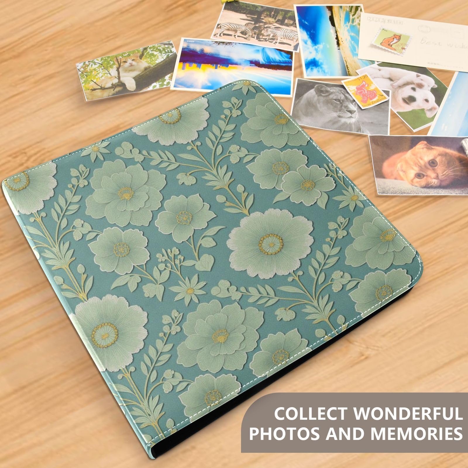 Kremowa zielona kwiatowa winorośl okładka ze skóry PU Photo Book