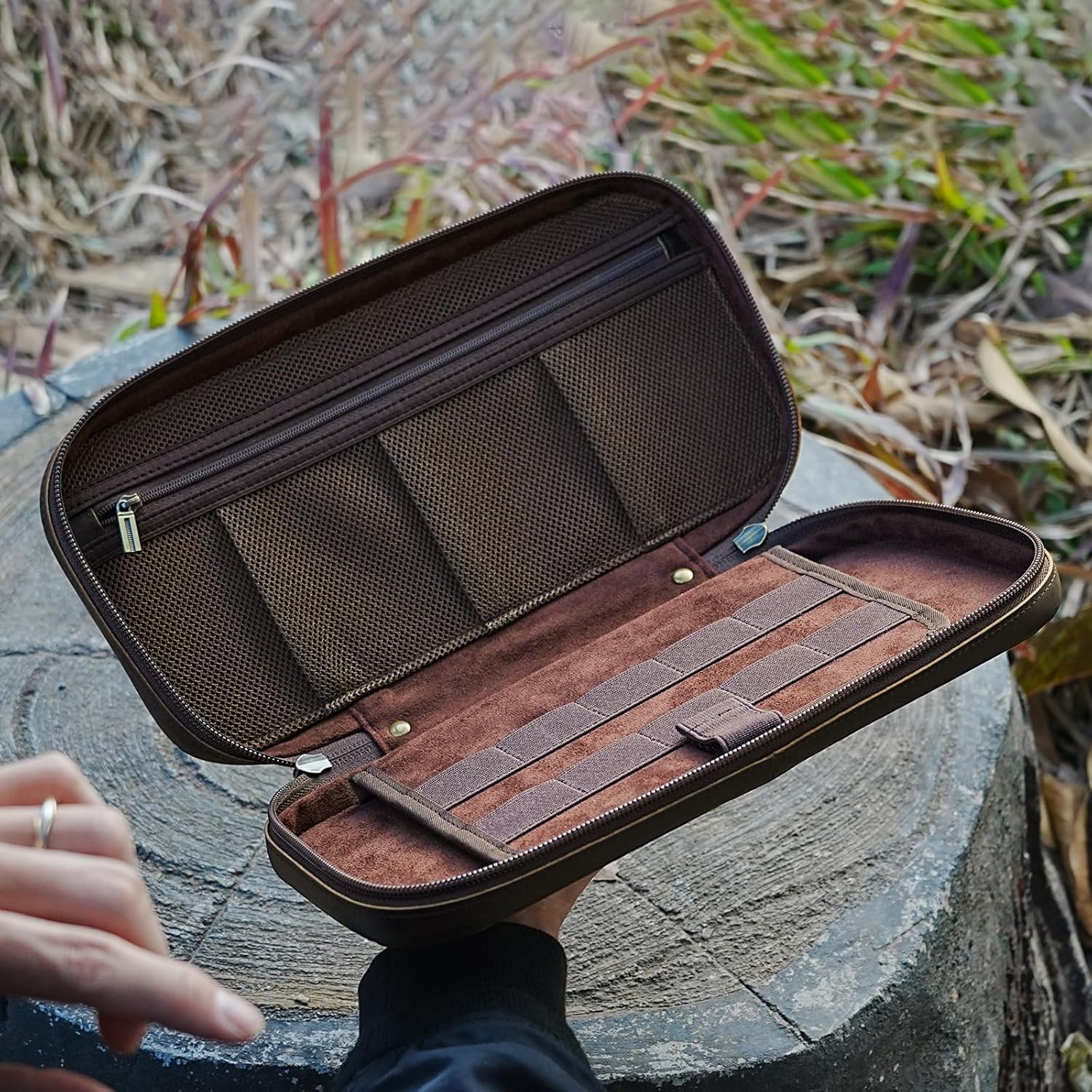 Polare Full Grain Leather Slim Carrying Case for Nintendo Switch 2 with 10 Game Card Slots - Travel Storage Case for Handheld Consoles, Features Plush Lining Interior Protection