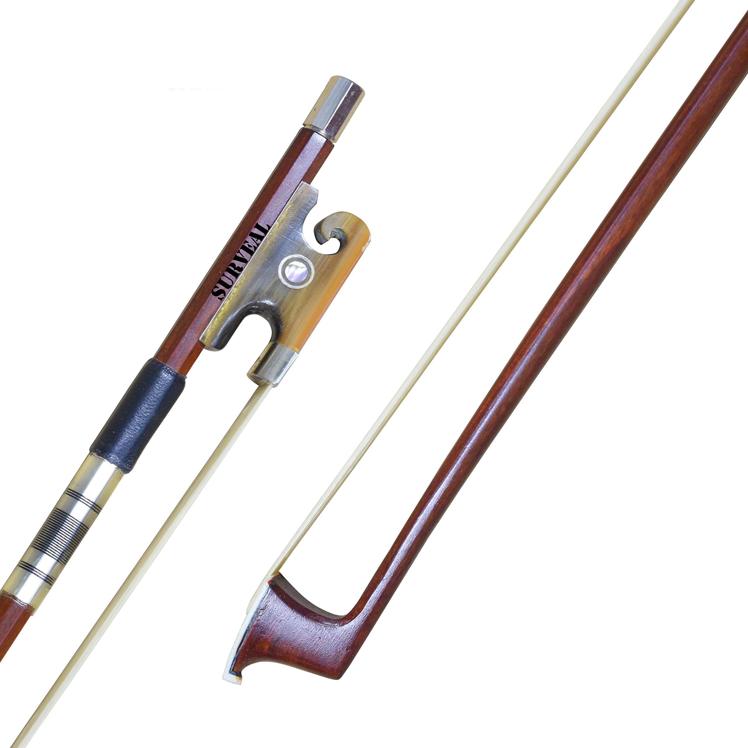 Prossional Brazilwood Violino Arco intagliato Corno di bue Rana con migliore coda di cavallo della Mongolia e miglior Arco de Violino elastico, misura 4/4 (4/4)