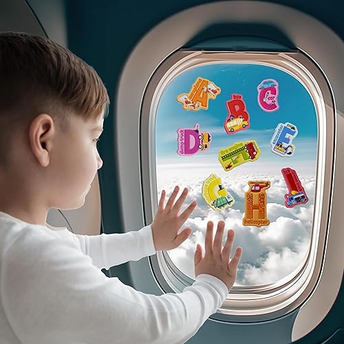 Miniatura 2 de WALPLUS Adhesivos para ventana para niños pequeños, calcomanías reutilizables para ventana, geles extraíbles, para automóvil, avión, transporte a