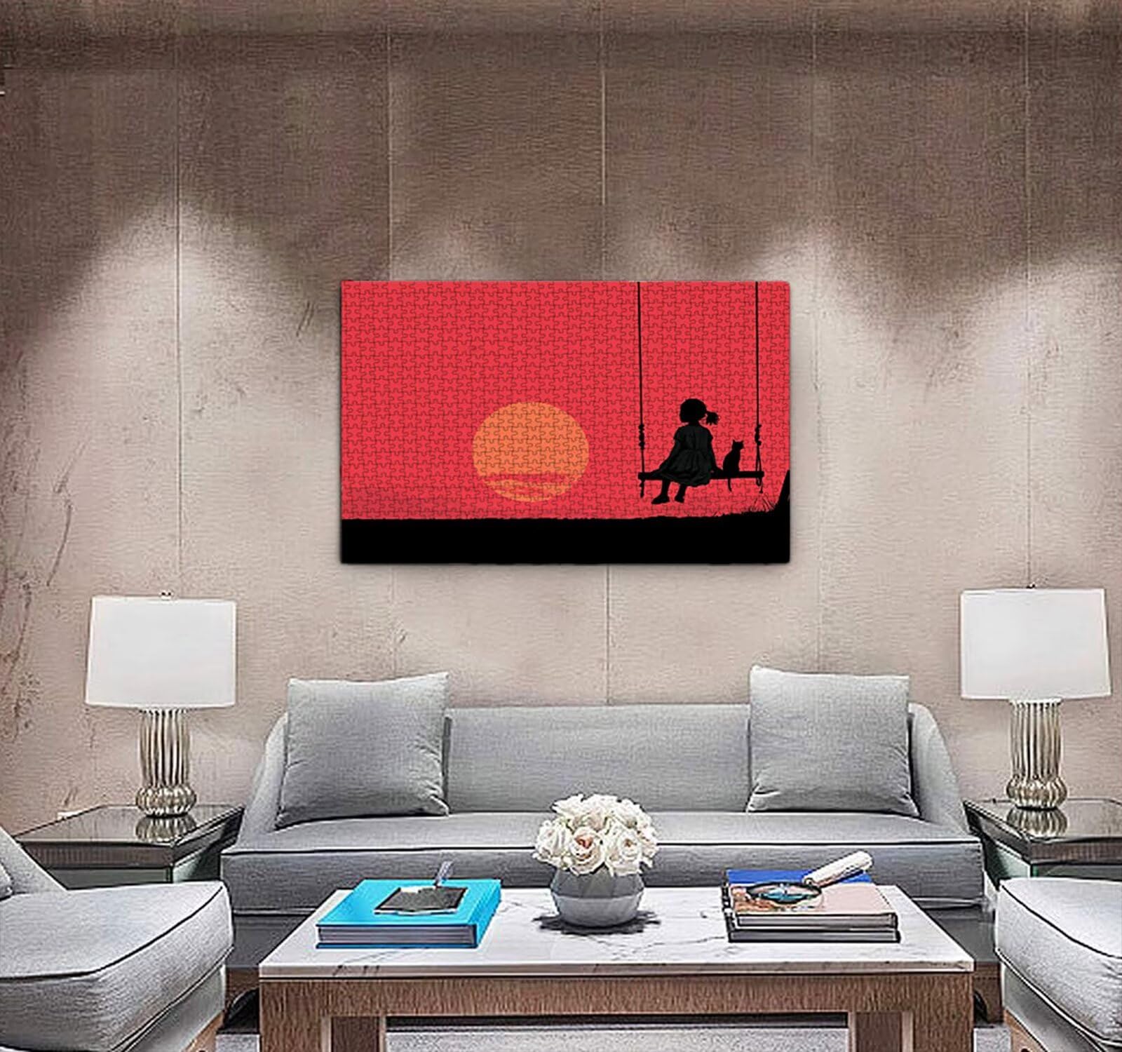 Puzzle dla dorosłych 5000, Sunset Girl 5000 elementów puzzle dla dorosłych, klasyczne gry edukacyjne, gry i zajęcia rodzinne, do dekoracji ścian domu, świetny pomysł na prezent R0KH-732