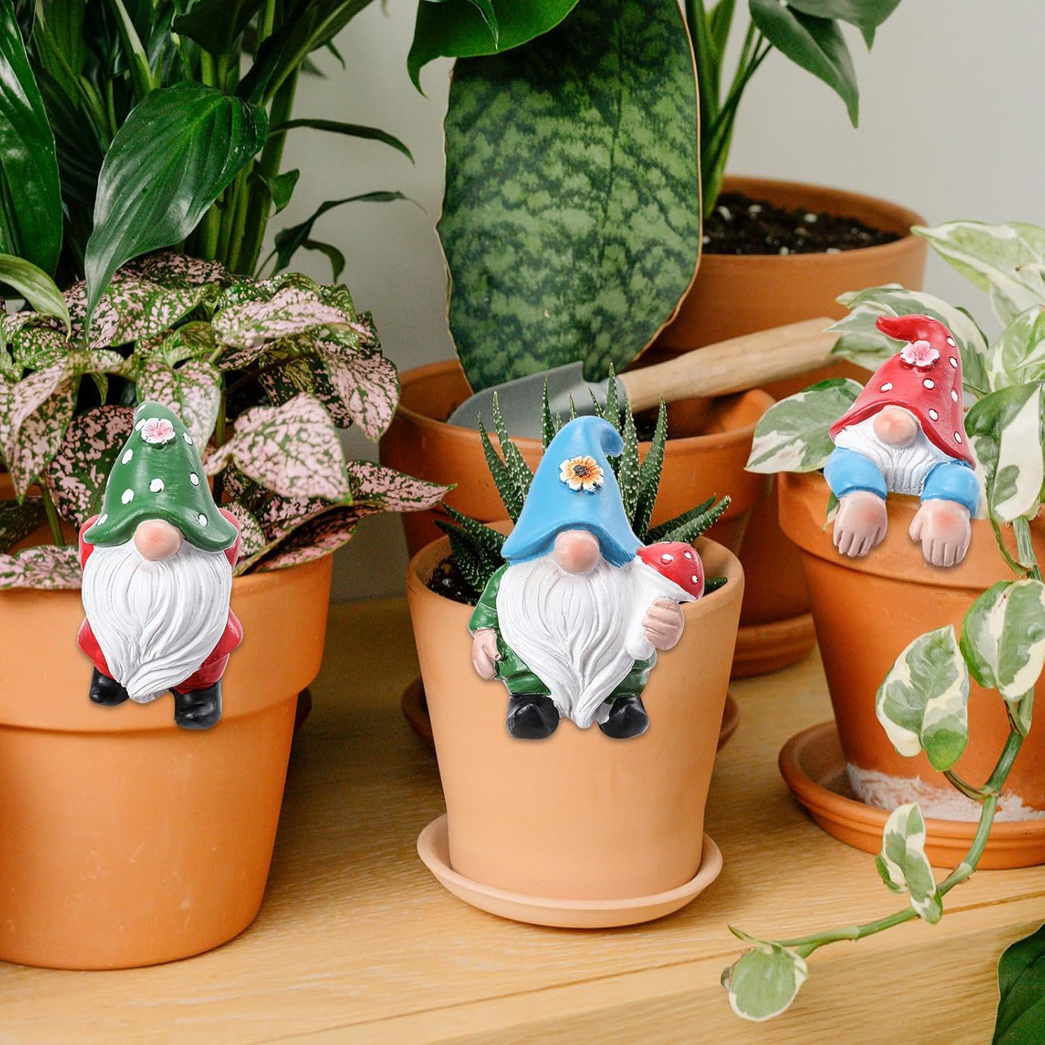 Garden Gnomes Statues Flower Pot Hugger 3PCS Spring Summer Decor Gnomes Decorations for Home Patio Garden Yard Outdoor - Image 6