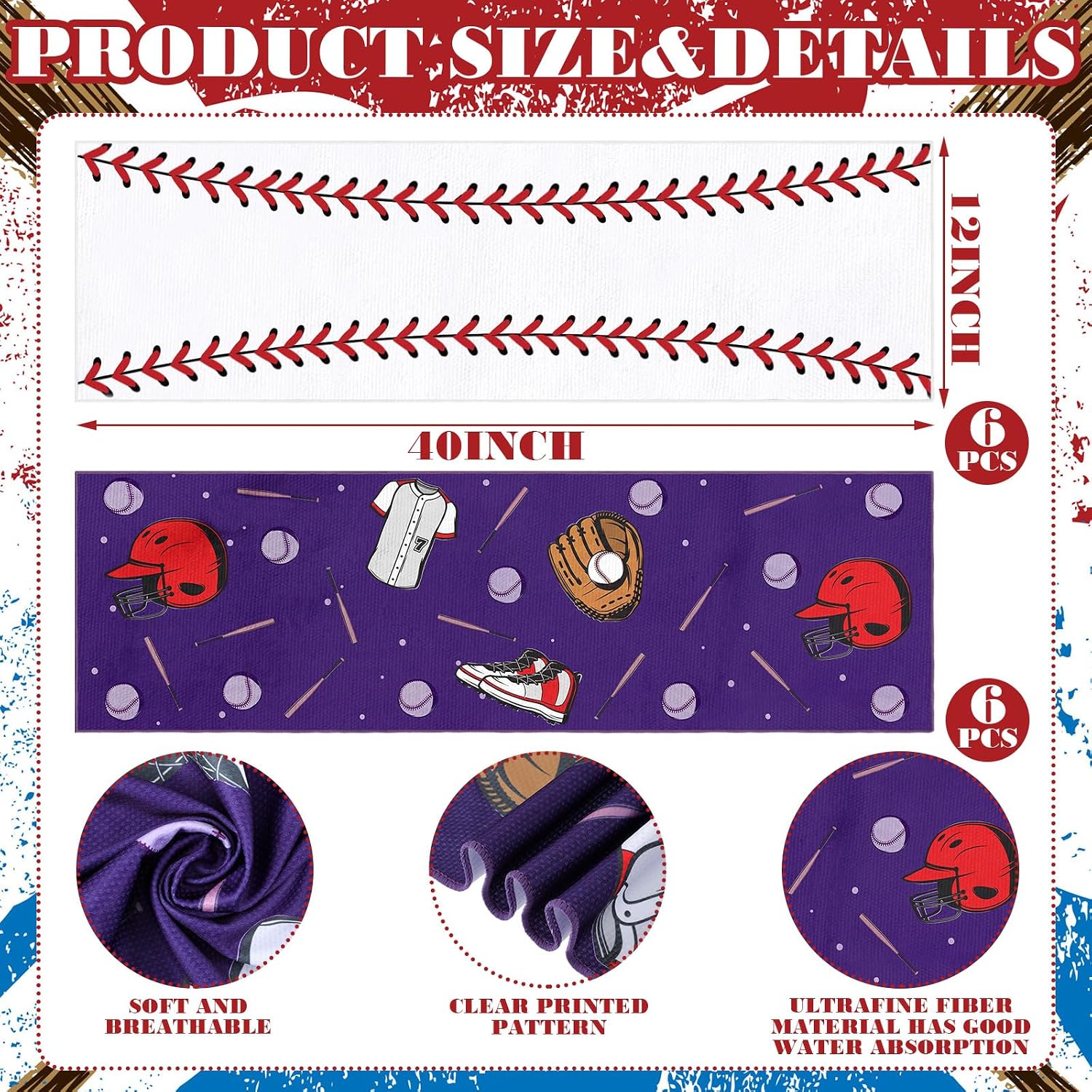 24 Pcs Baseball Team Gifts, 40'' x 12'' Cooling Towel and Mini Fan image 3