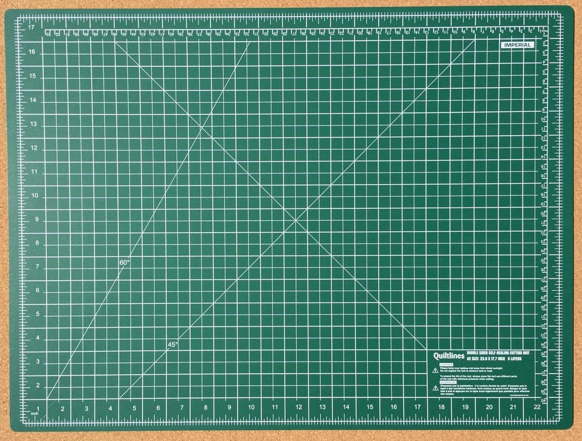 Double Sided Self Healing Cutting Mat with 5 Layers in Imperial & Metric Size A2-24 x 18" (45 x 60) by Quiltlines