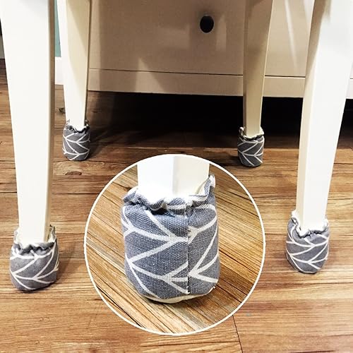 Miniatura 10 de Protectores de suelo para patas de silla, 16 piezas para patas de muebles de mesa, tapas de patas de tela, protectores de piso de madera, decoración