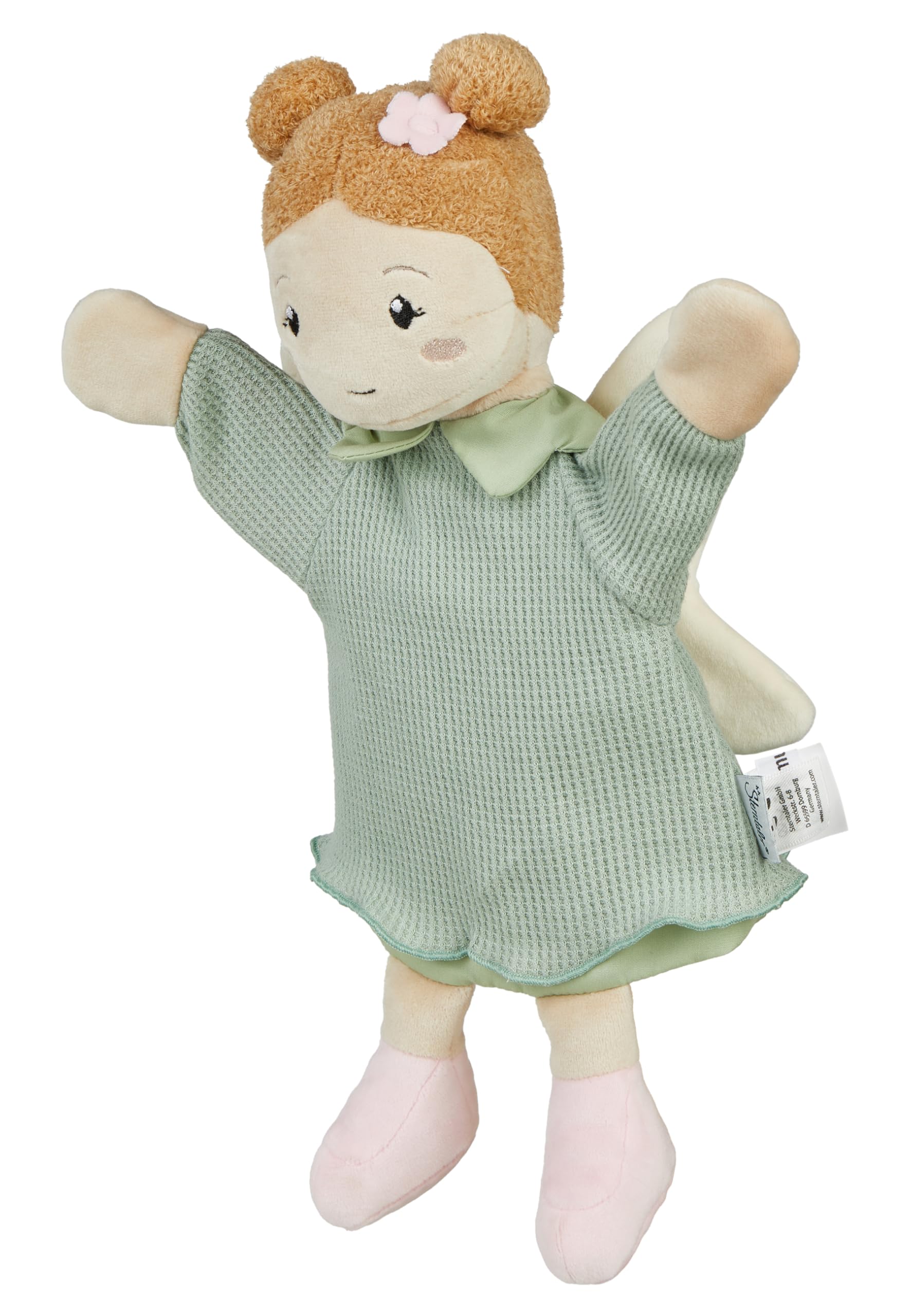 Sterntaler Hand Puppet Forest Fairy Soft Fleece Children's Baby Toy Head Padded with Polyester Wadding 33 × 27 × 7 cm – Ice Green