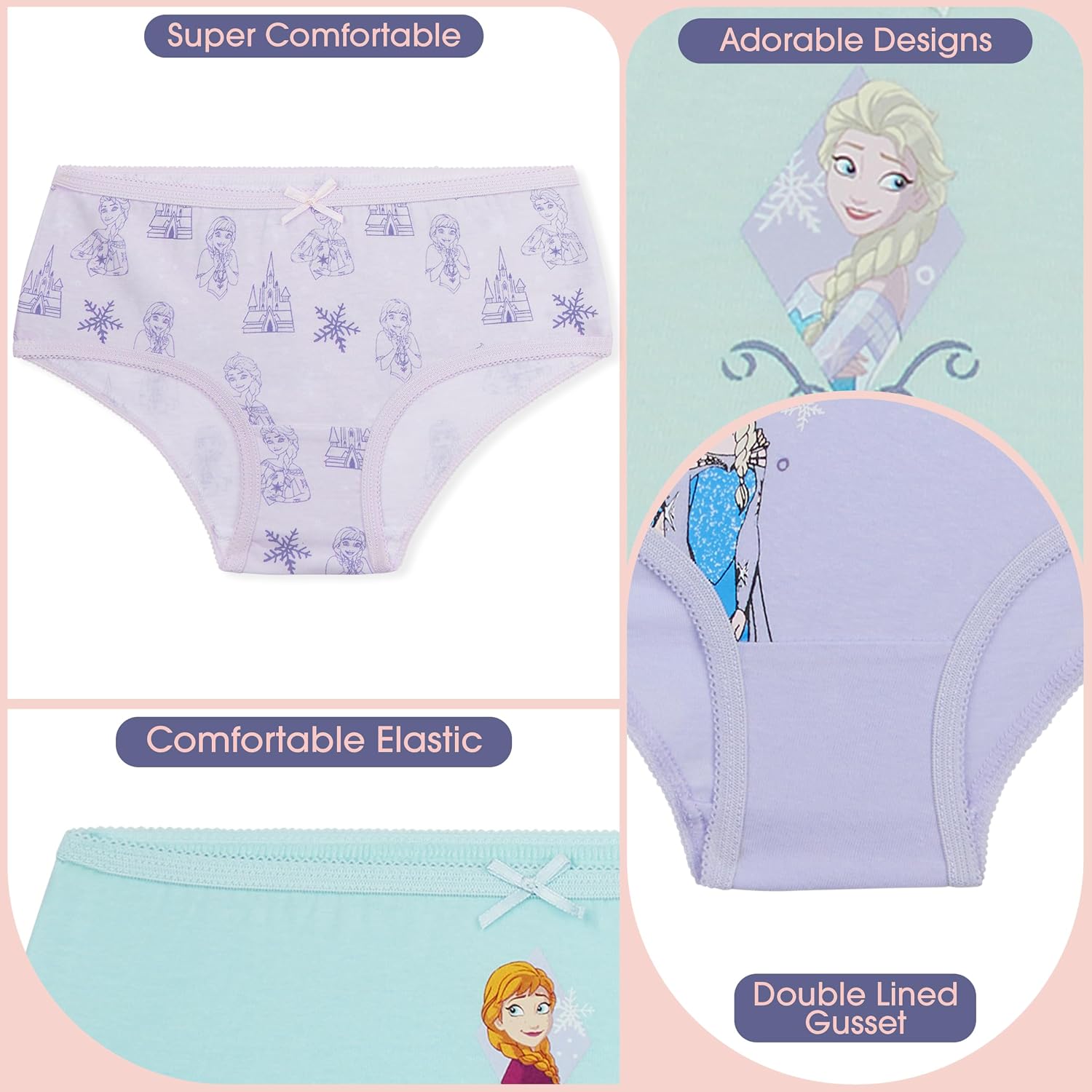 Get Trend Disney Frozen Stitch Princess Barbie Girls’ Underwear, 5 Pack