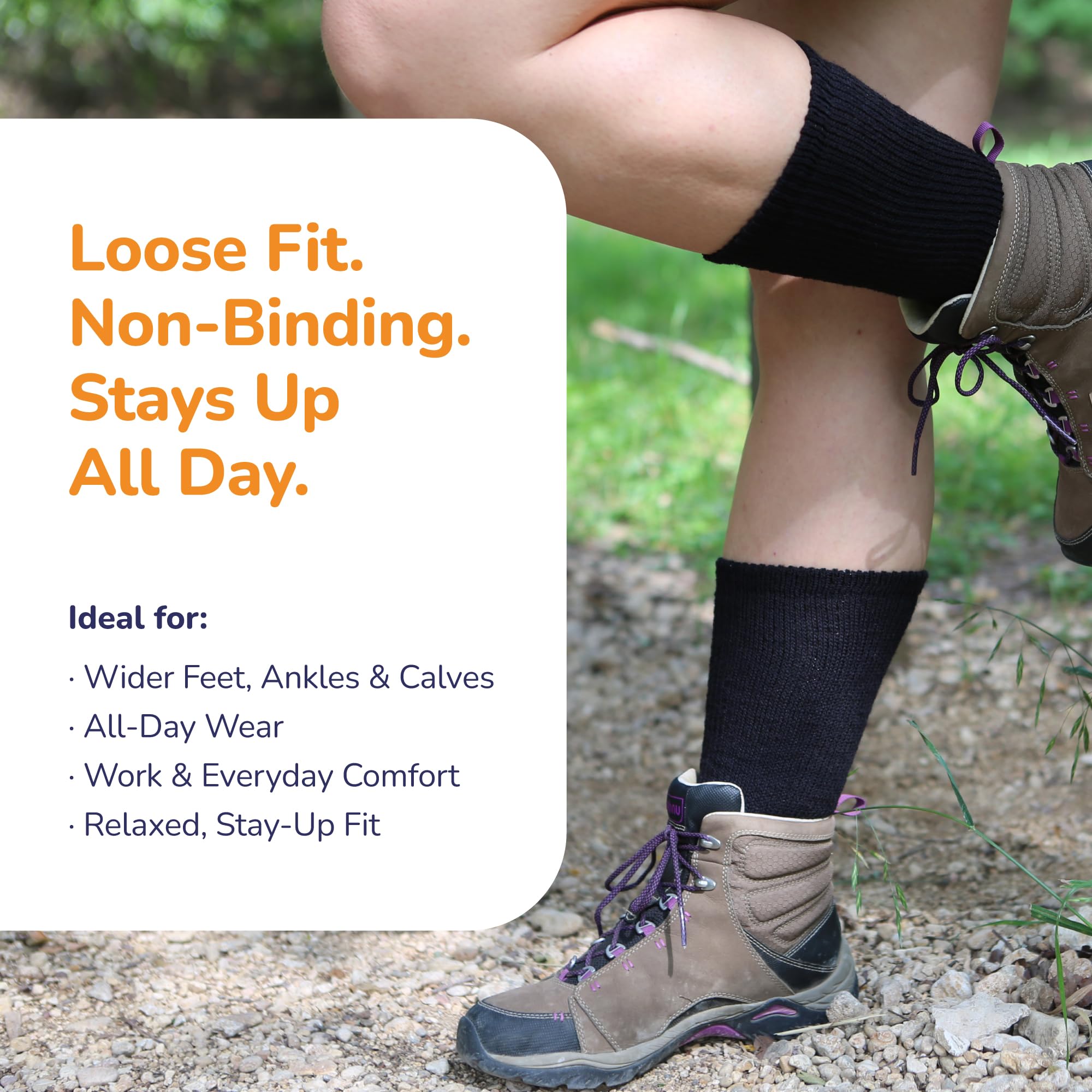 Loose Fit Stays Up Calcetines casuales para hombre y mujer (paquete de 3) fabricados en Estados Unidos. Suela acolchada