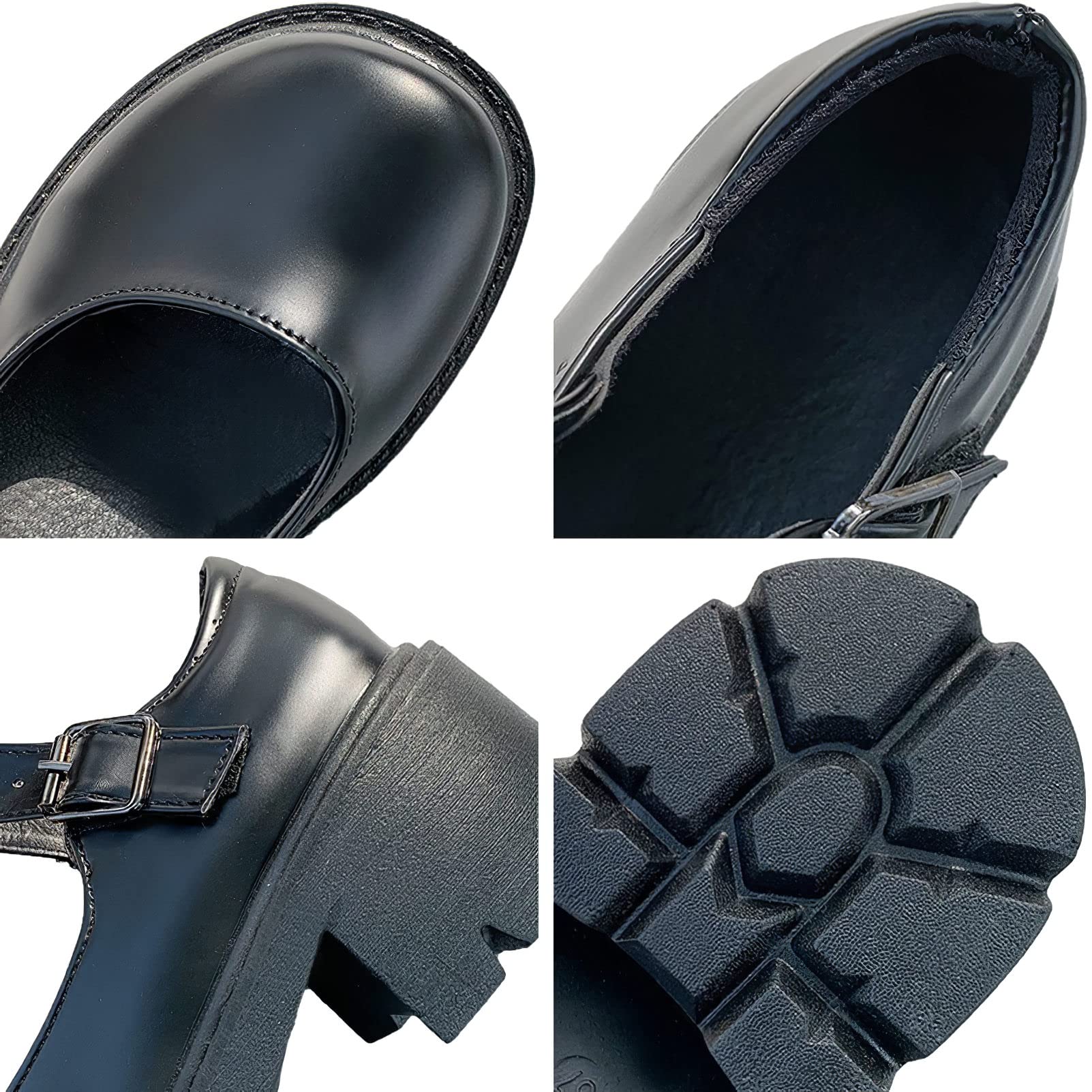 rismart Mujer Plataforma Mary Jane Punta Redonda Tacón Grueso Correa Tobillo Lolita Cosplay Zapatos