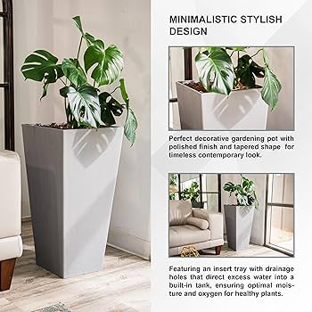Amazon.com: XBrand Modern 30-Inch Tall Square Planter