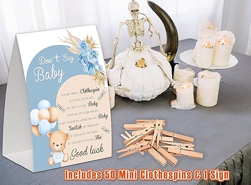 Miniatura 8 de Decoraciones florales bohemias para baby shower, no digas baby shower, decoraciones de baby shower de género neutro, juego de pinzas de ropa