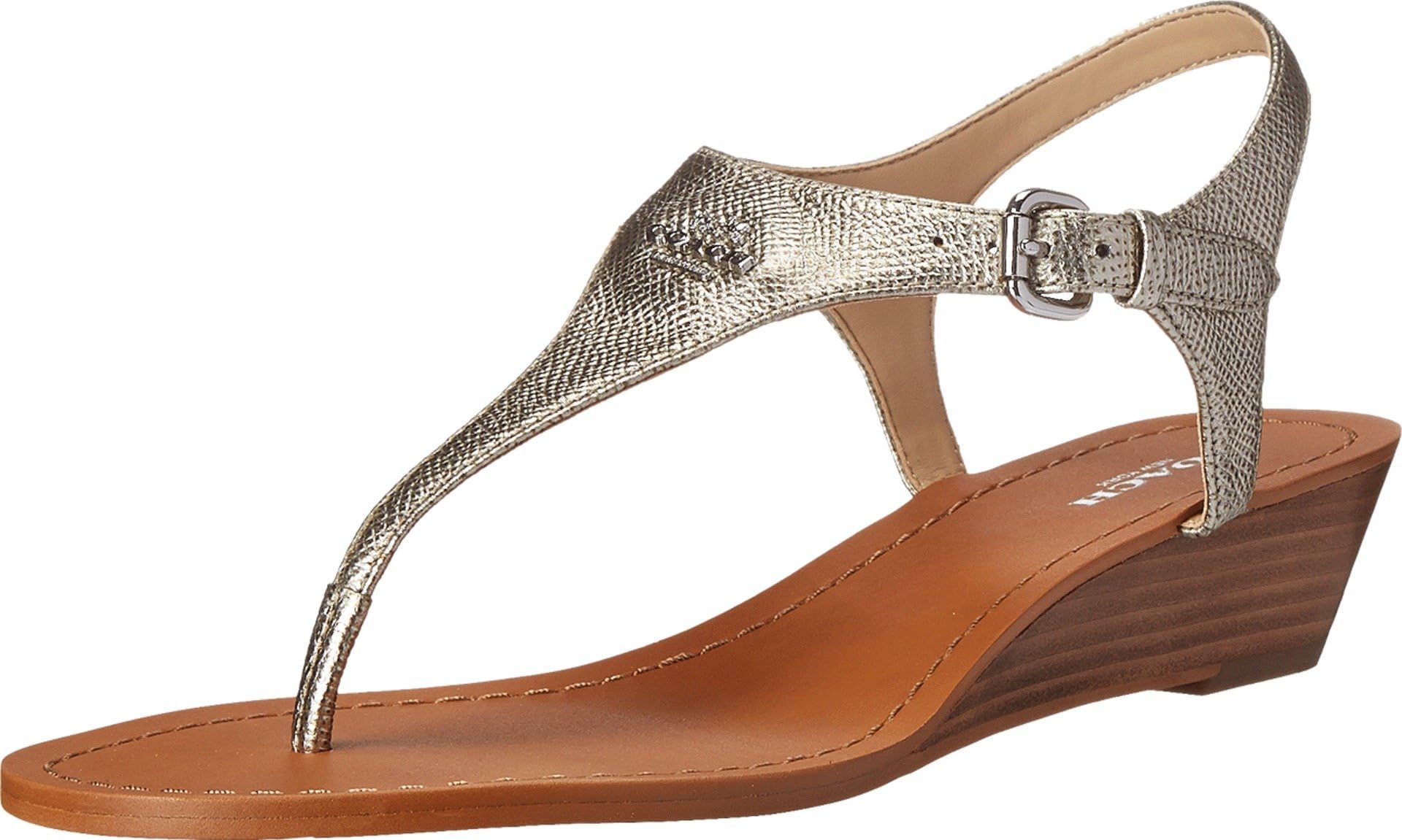 Coach Vitalia Women US 7 Silver Thong Sandal