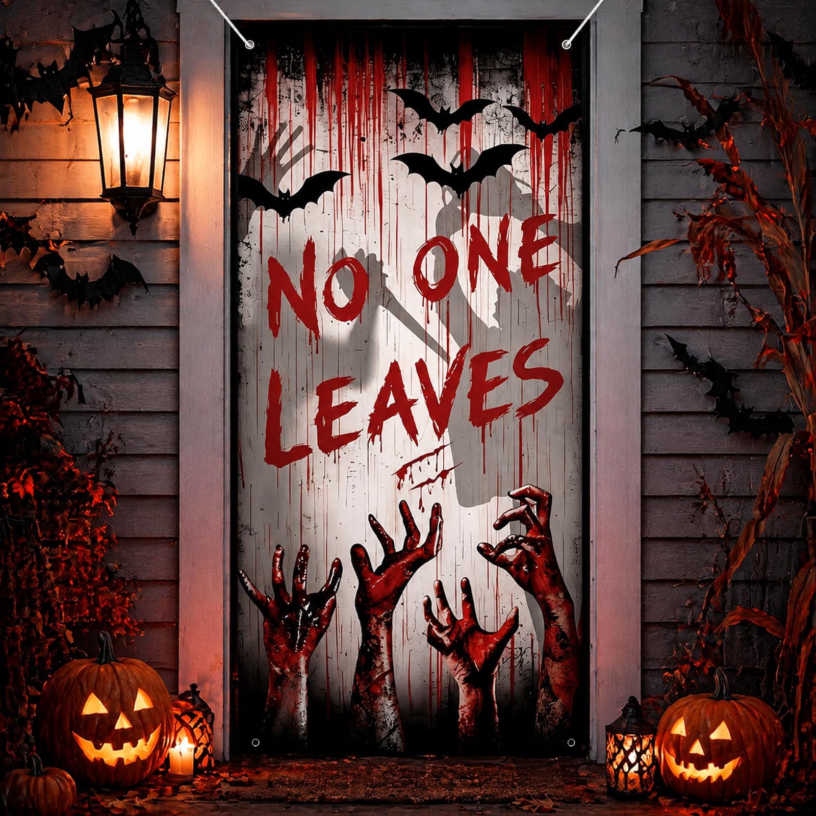 Halloween Door Decorations, Zombie Horror Entrance Banner 90 x 180 cm