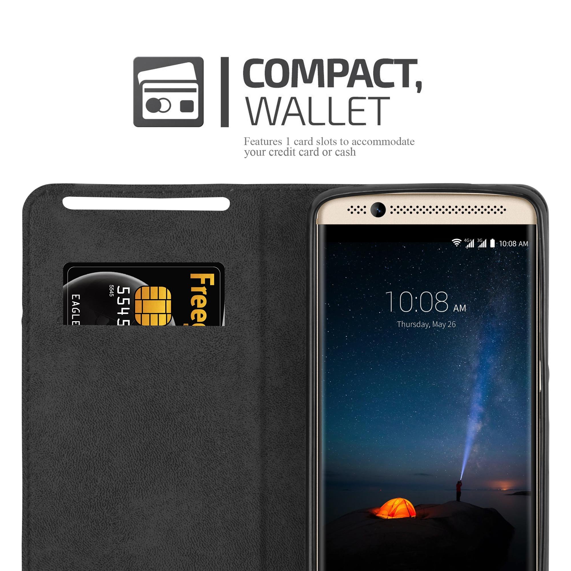 Cadorabo Funda Libro para ZTE Axon 7 en Classy Plateado - Cubierta Proteccíon con Cierre Magnético, Tarjetero y Función de Suporte - Etui Case Cover Carcasa